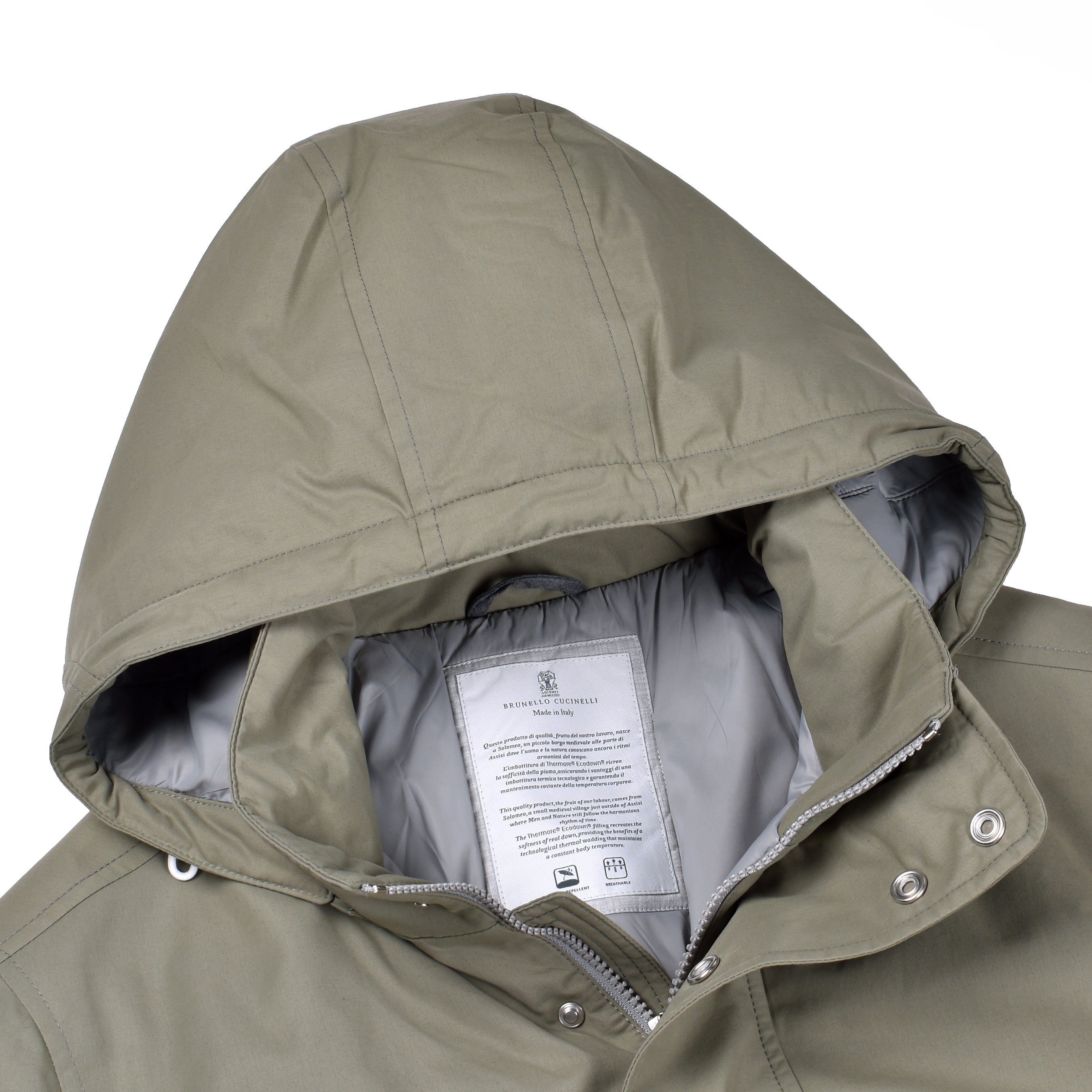 BRUNELLO CUCINELLI MEN'S SAGE GREEN DOWN FILLED PUFFER JACKET/PARKA