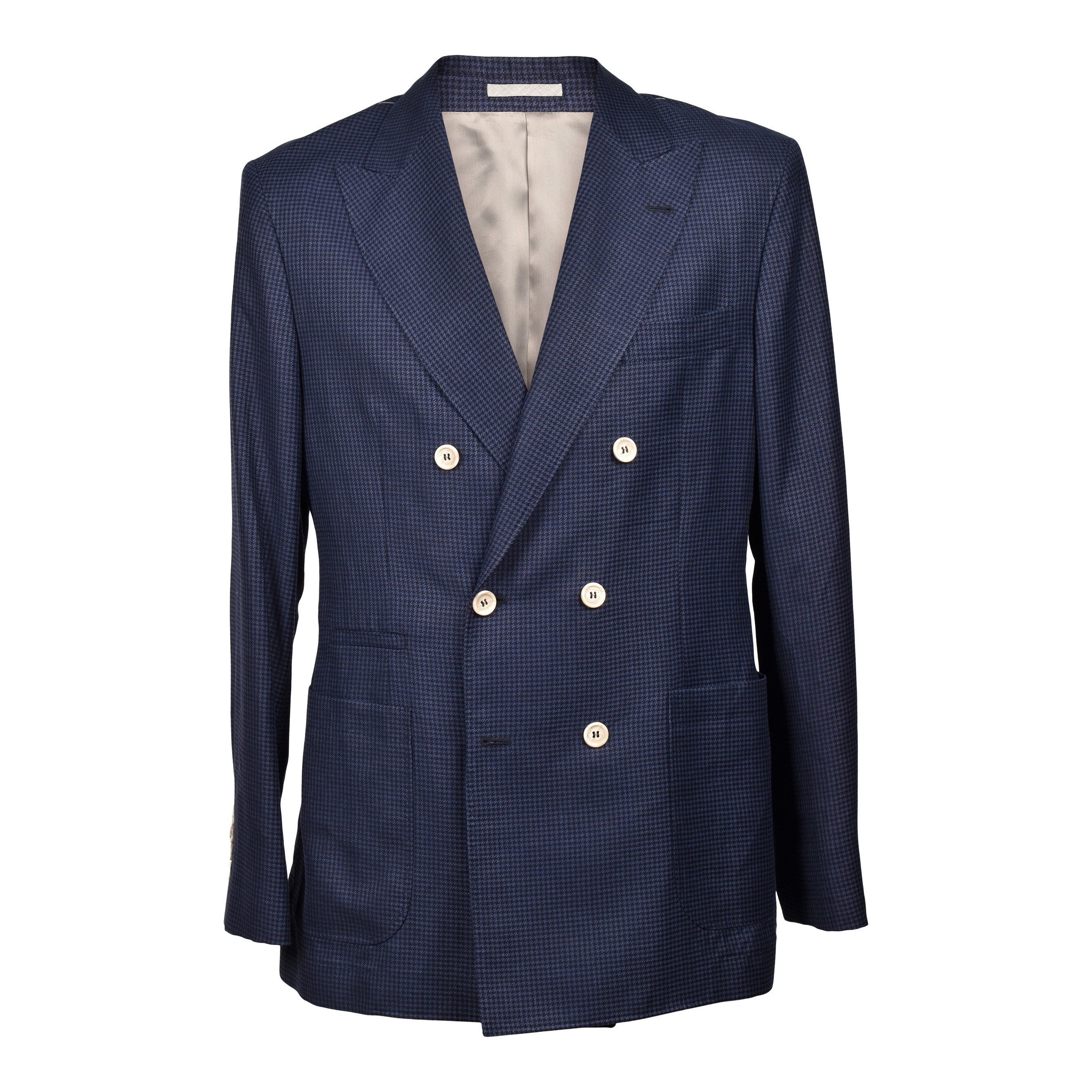 BRUNELLO CUCINELLI MEN'S HOUND'S TOOTH 3 BUTTON DOUBLE BREASTED CASUAL SUIT NEW