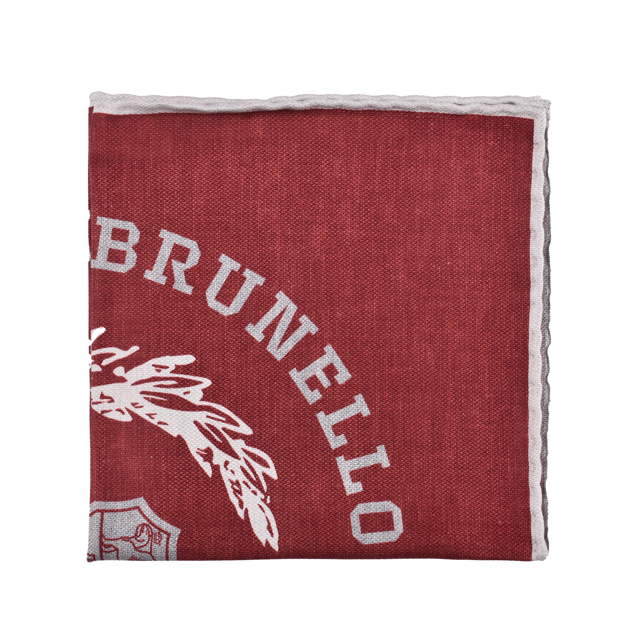 BRUNELLO CUCINELLI MEN'S 100% SILK LOGO POCKET SQUARE NEW