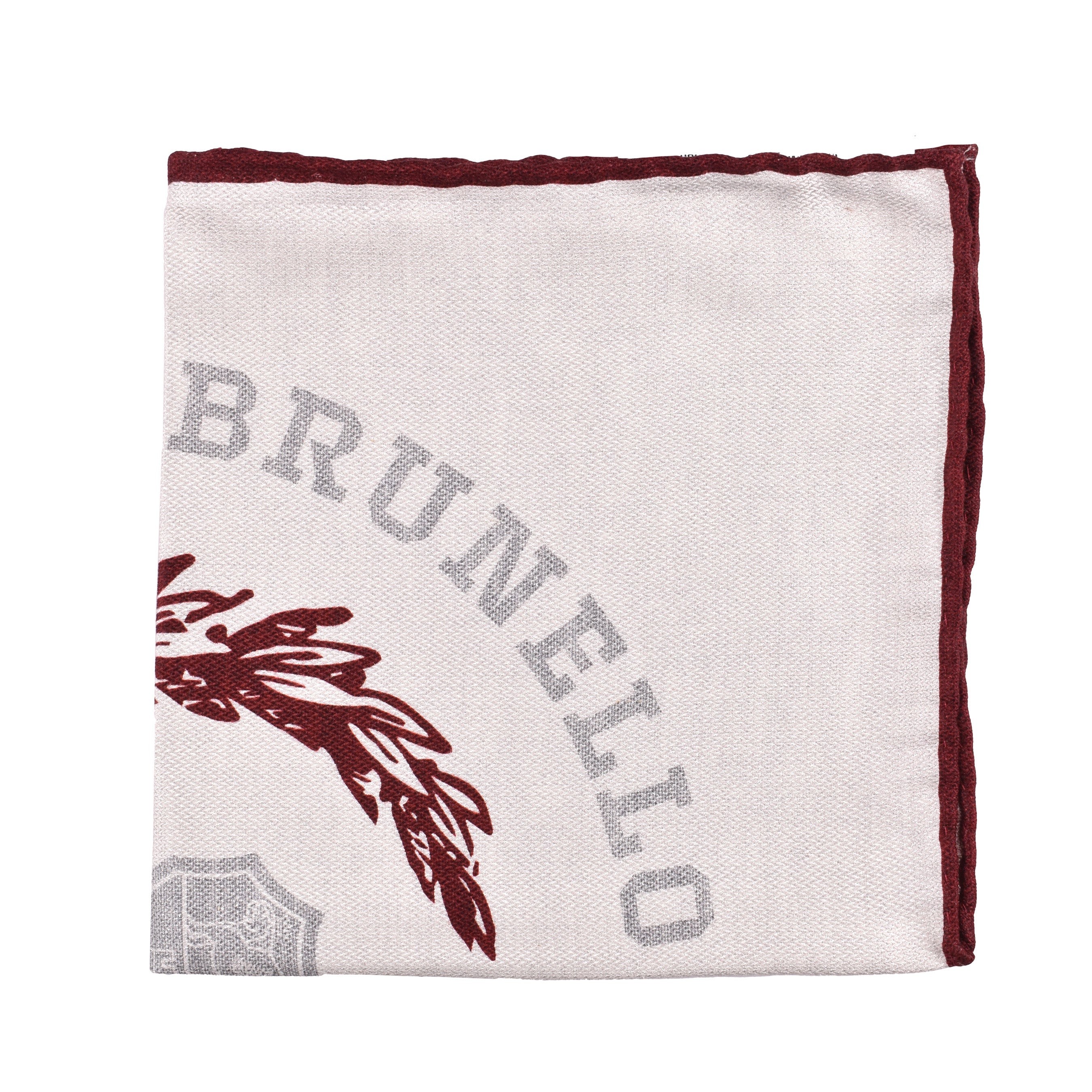 BRUNELLO CUCINELLI MEN'S 100% SILK LOGO POCKET SQUARE NEW