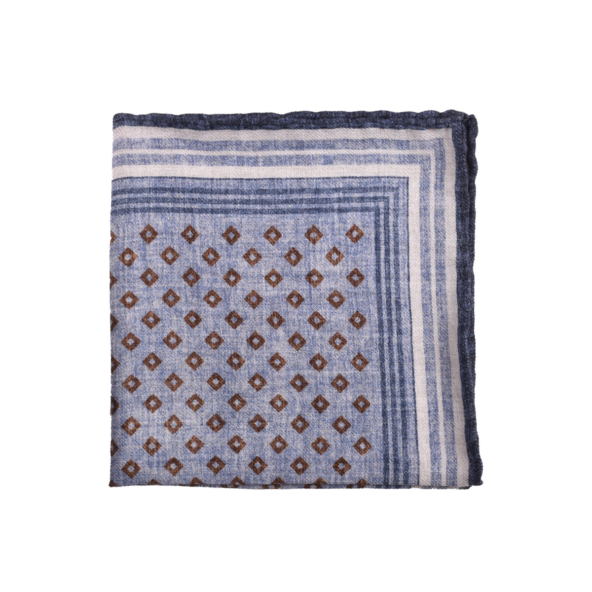 BRUNELLO CUCINELLI MEN'S BLUE WOOL GEOMETRIC POCKET SQUARE
