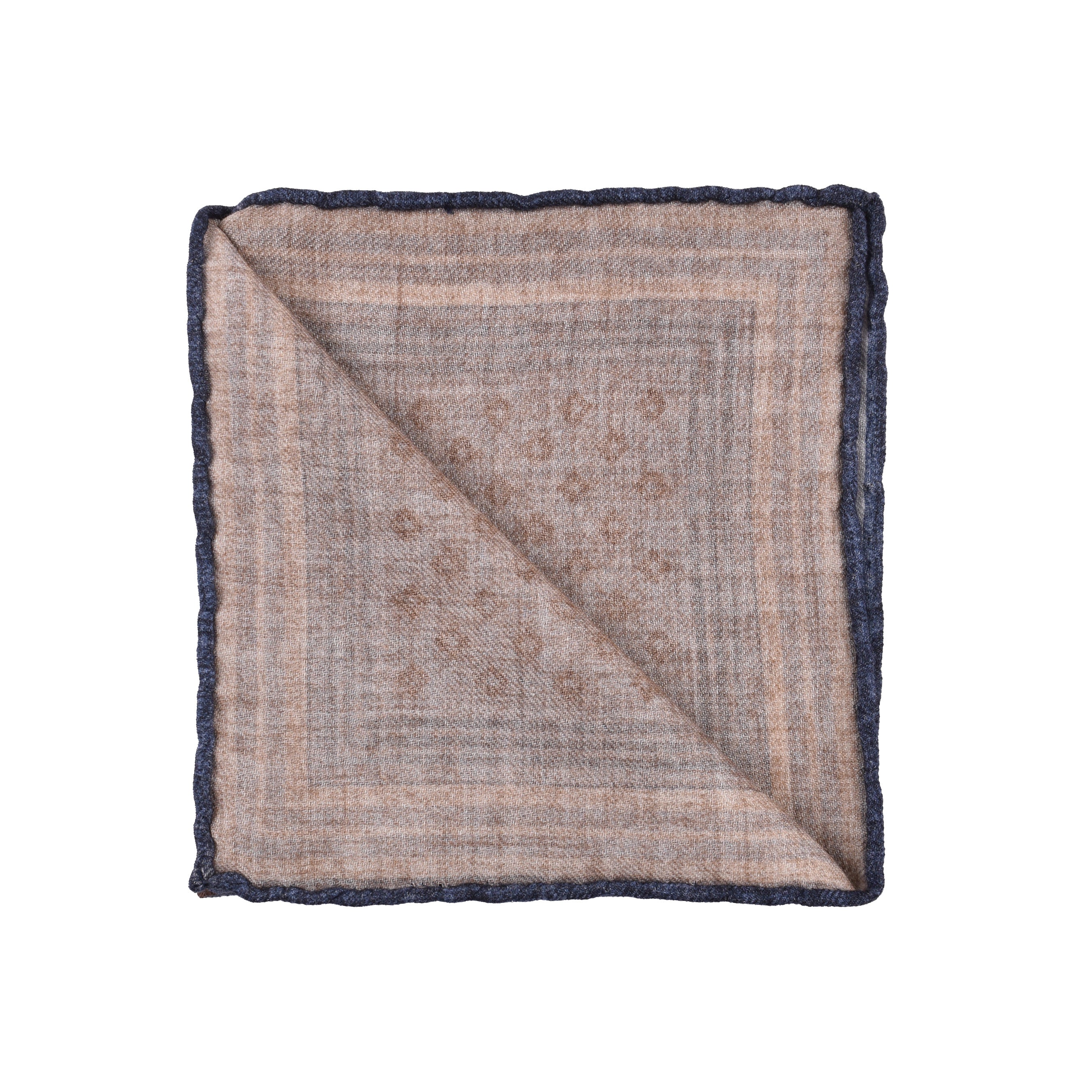 BRUNELLO CUCINELLI MEN'S 100% WOOL TWO TONE GEOMETRIC POCKET SQUARE