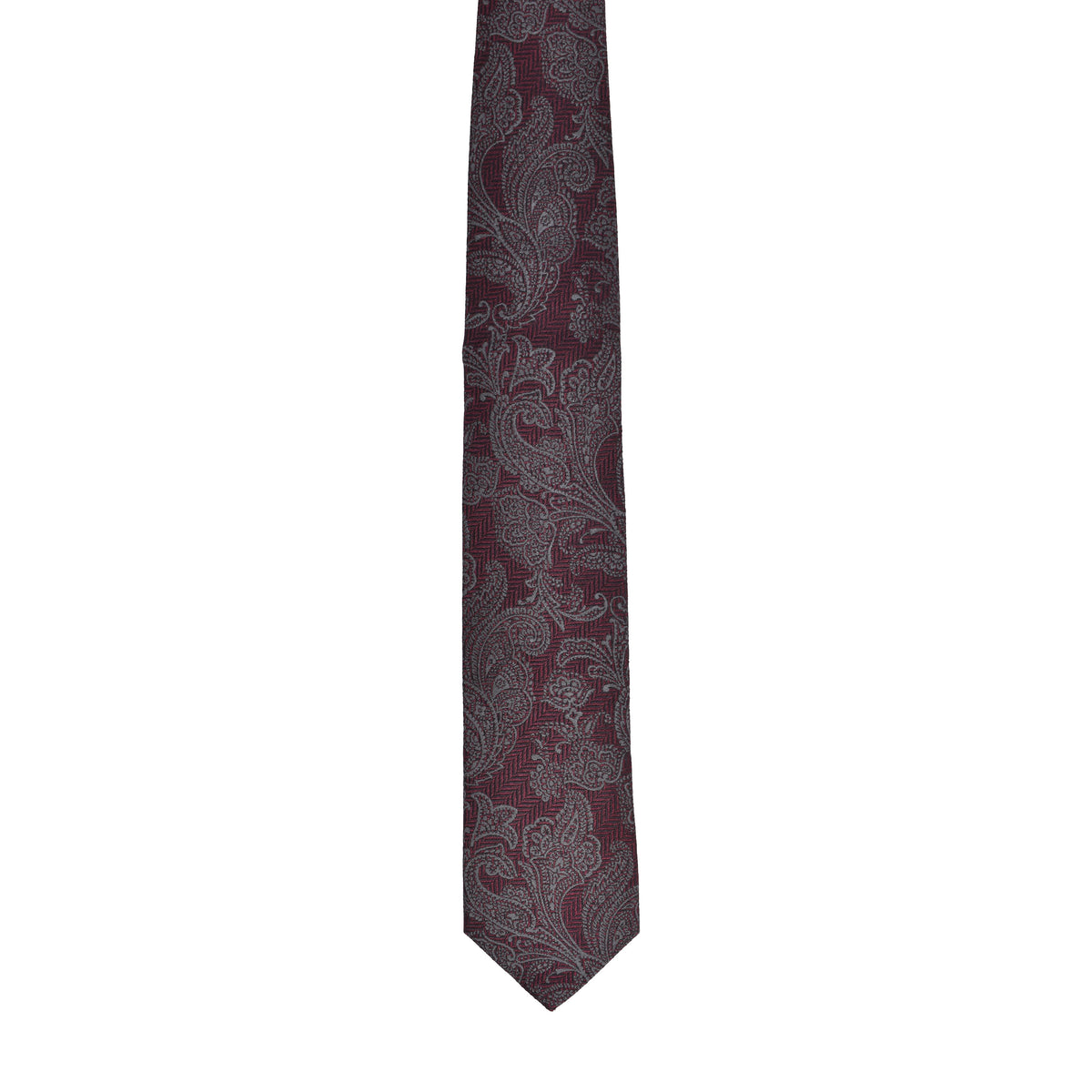 BRUNELLO CUCINELLI MEN'S GREY SILK BLEND PAISLEY TIE