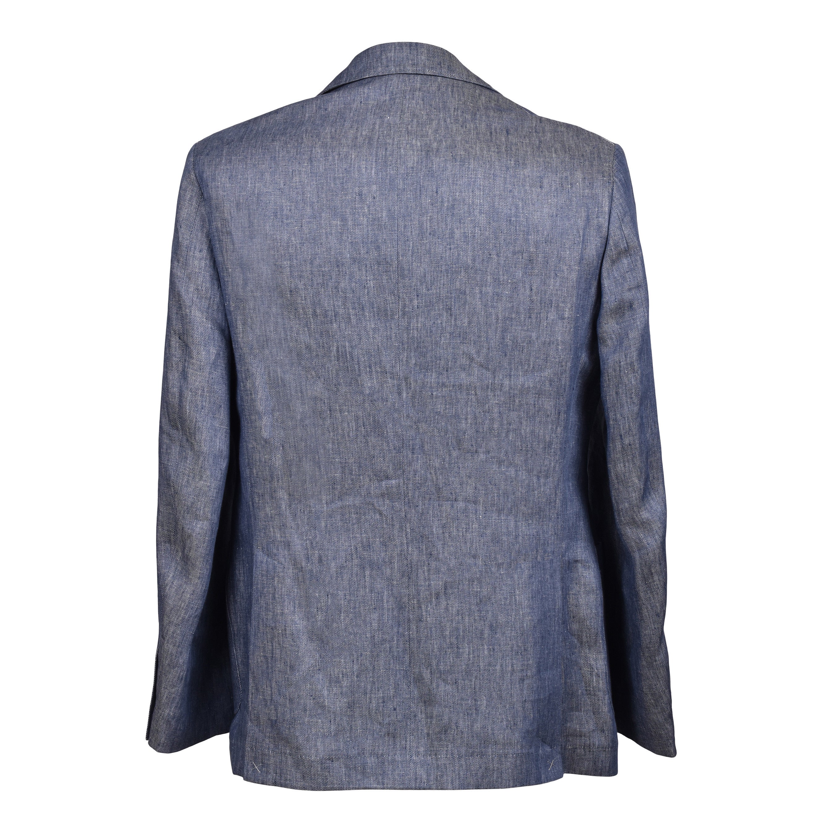 BRUNELLO CUCINELLI MEN'S DENIM BLUE LINEN THREE-BUTTON SUIT