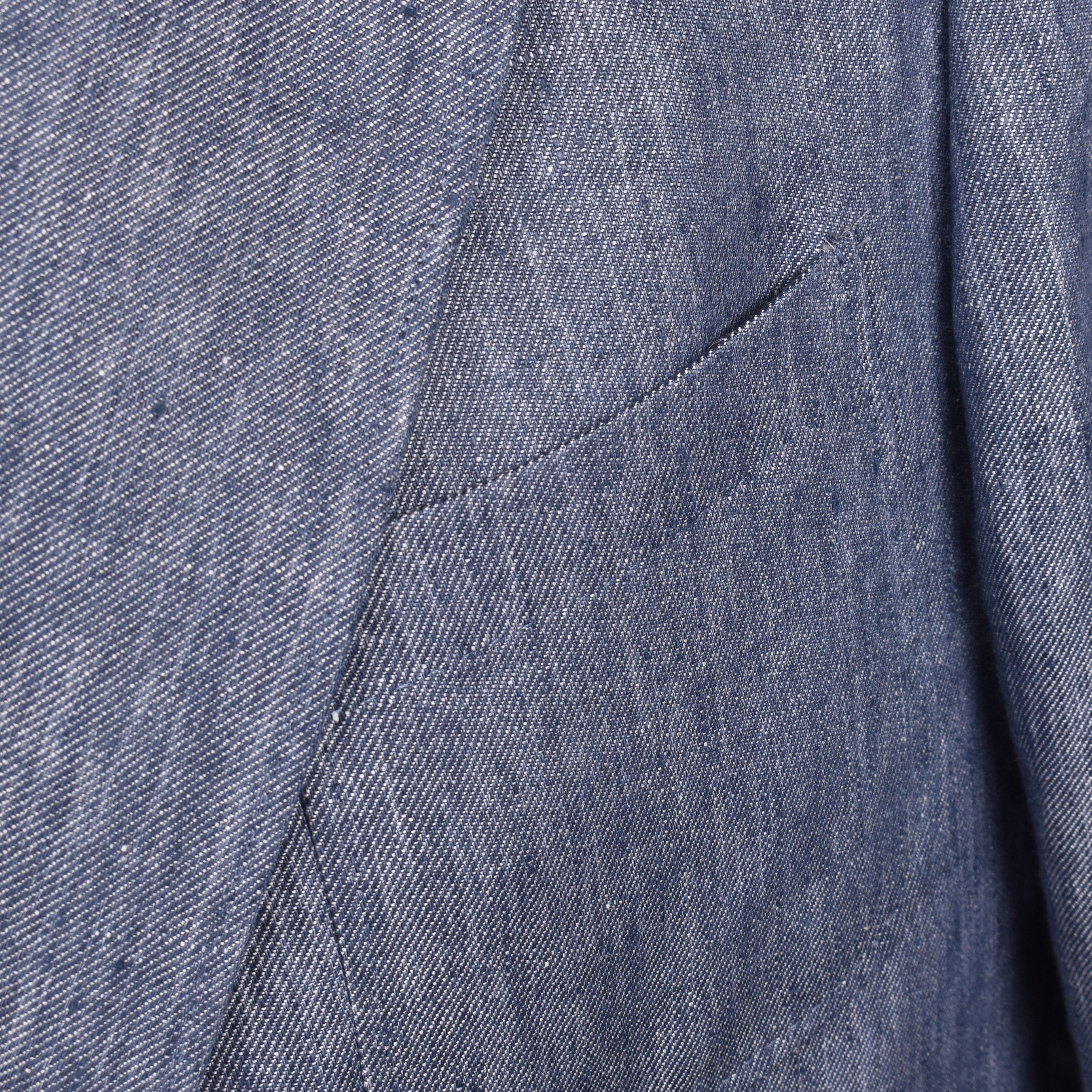 BRUNELLO CUCINELLI MEN'S DENIM BLUE LINEN THREE-BUTTON SUIT