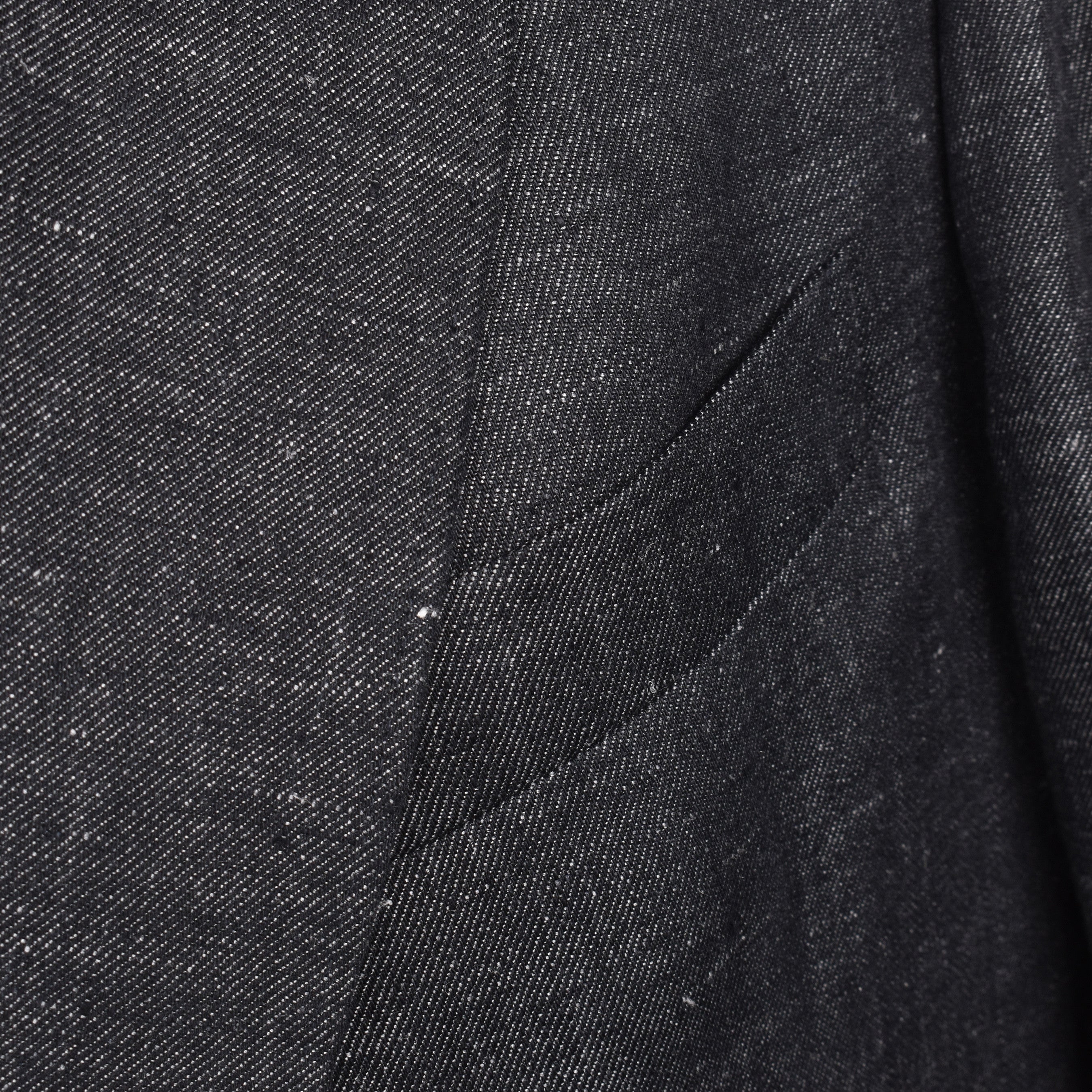 BRUNELLO CUCINELLI MEN'S BLACK LINEN DOUBLE-BREASTED SUIT JACKET