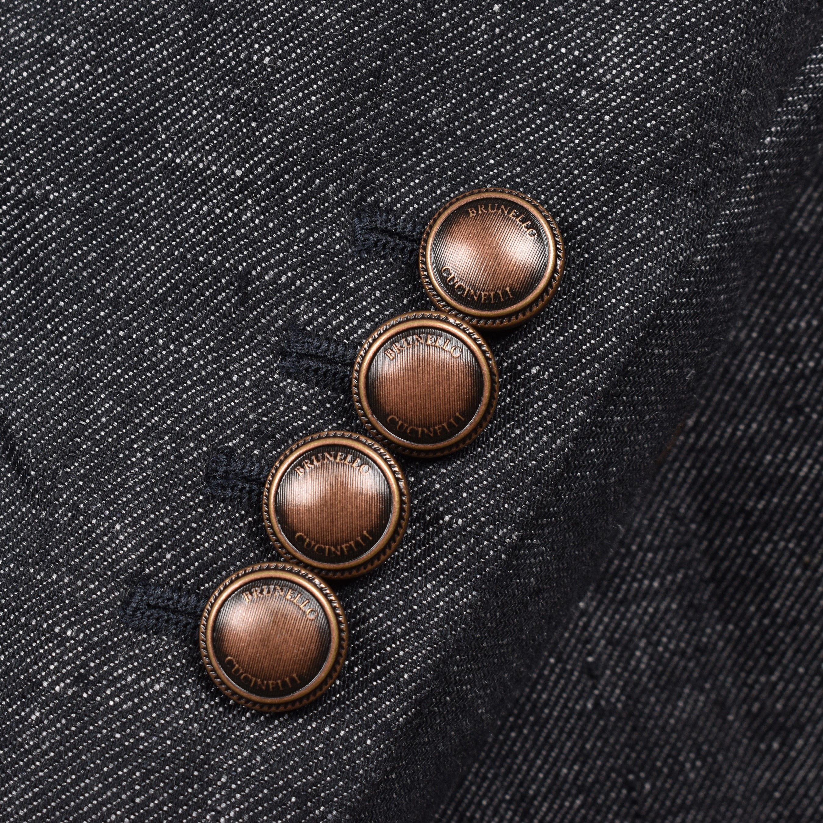 BRUNELLO CUCINELLI MEN'S BLACK LINEN DOUBLE-BREASTED SUIT JACKET