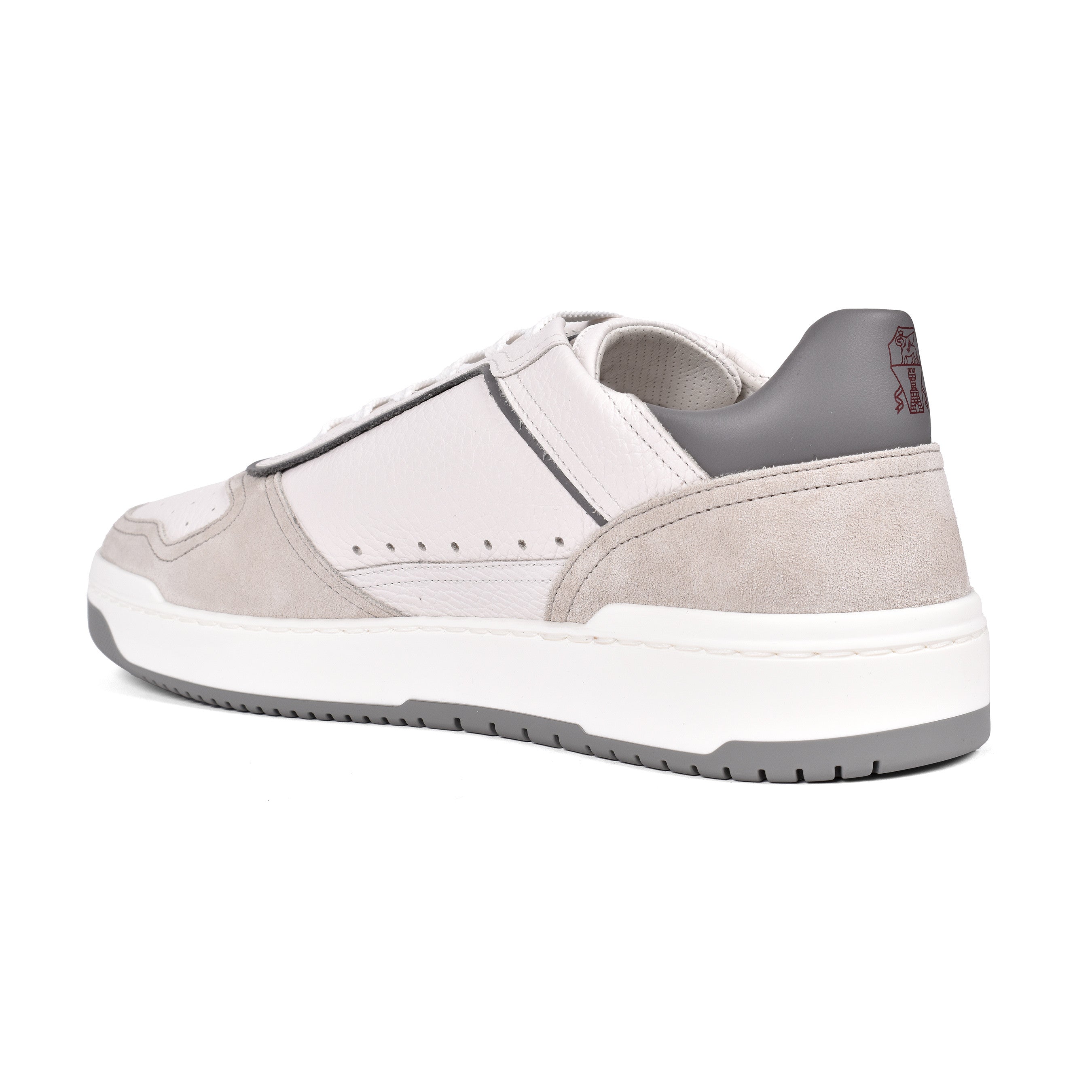 BRUNELLO CUCINELLI MEN'S LIGHT GREY LEATHER SNEAKERS