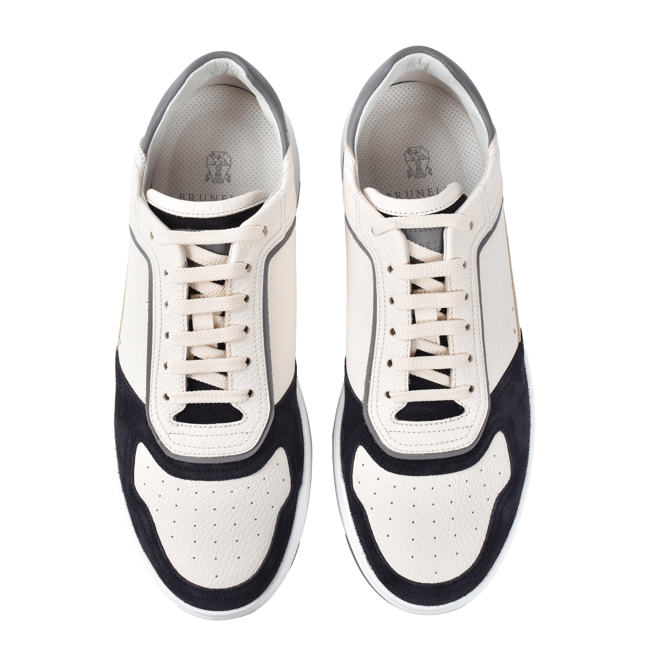 BRUNELLO CUCINELLI MEN'S 100% LEATHER TWO TONE FASHION RUNNER SNEAKER SHOE NEW
