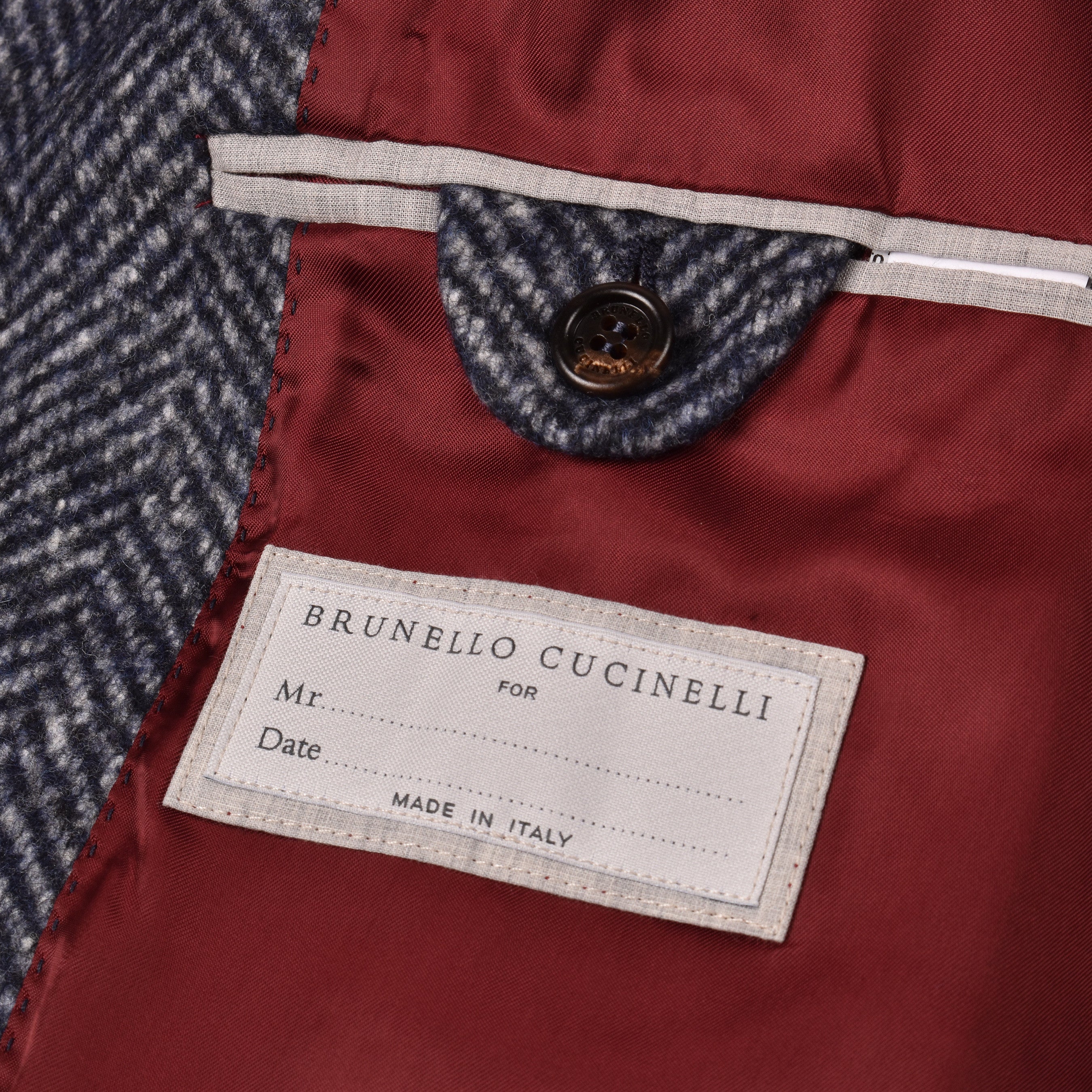 BRUNELLO CUCINELLI MEN'S NAVY WOOL BLEND BLAZER