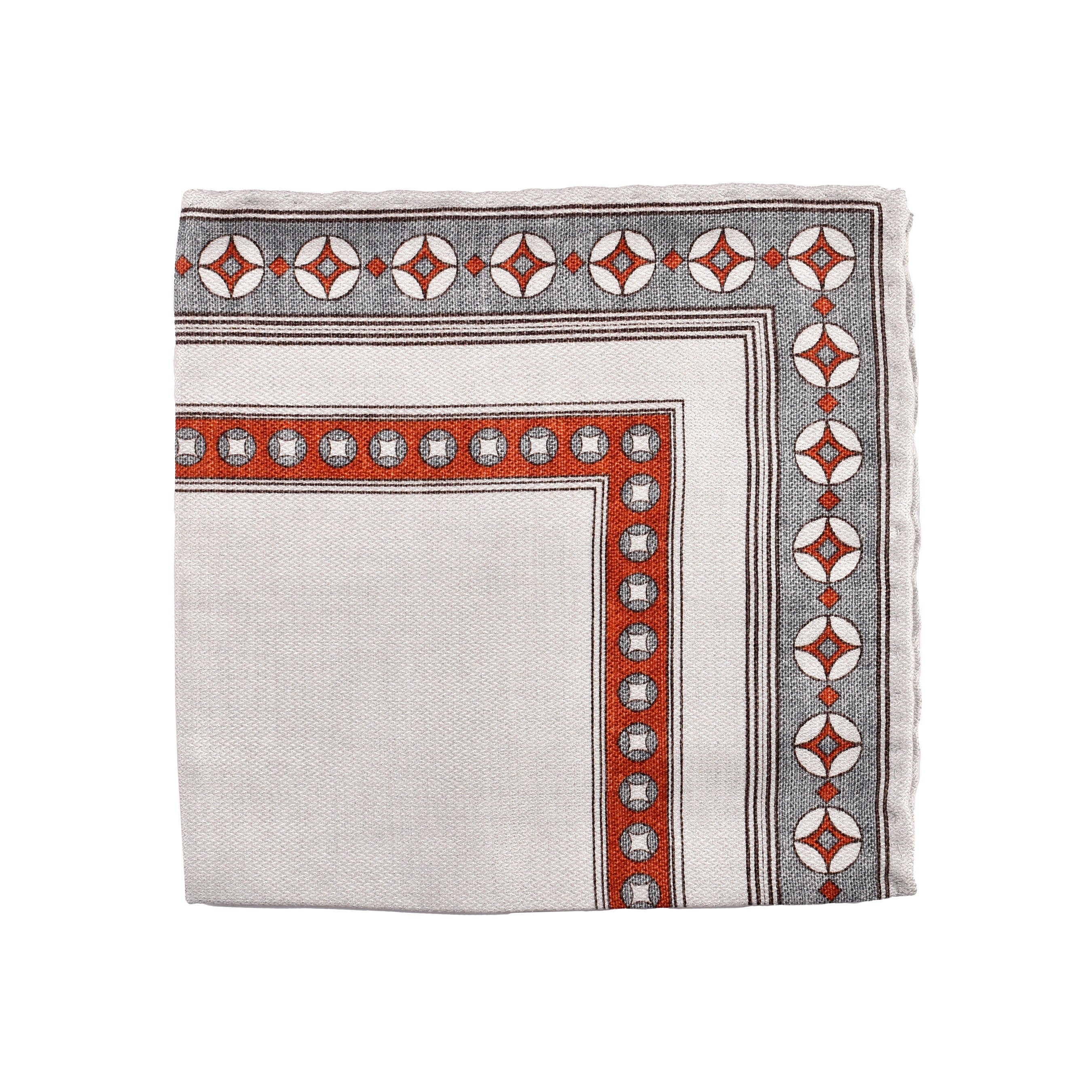 BRUNELLO CUCINELLI MEN'S PANAMA SALMON SILK GEOMETRIC POCKET SQUARE