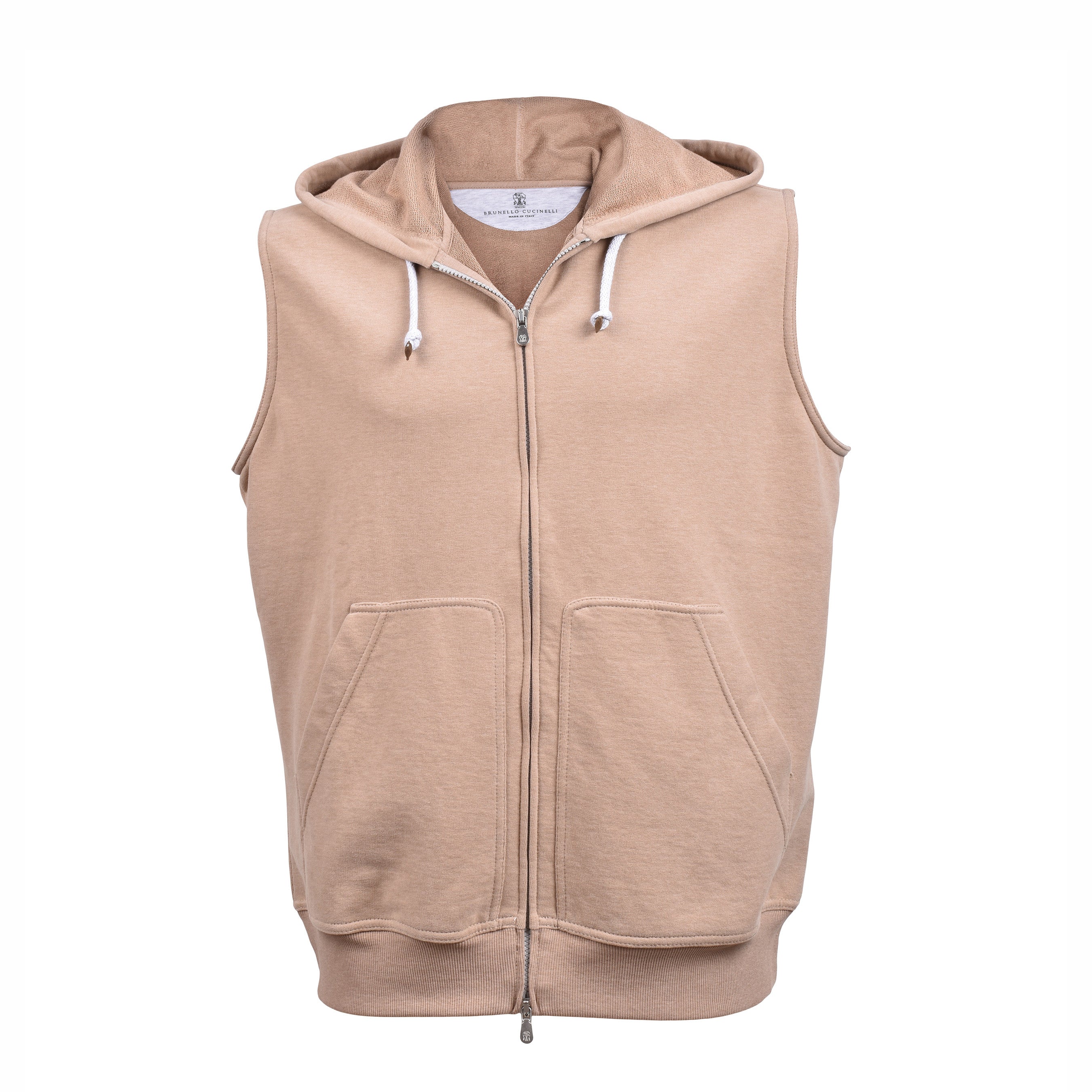 BRUNELLO CUCINELLI MEN'S 100% COTTON ATHLETHIC GYM HOODIE VEST TOP NWT