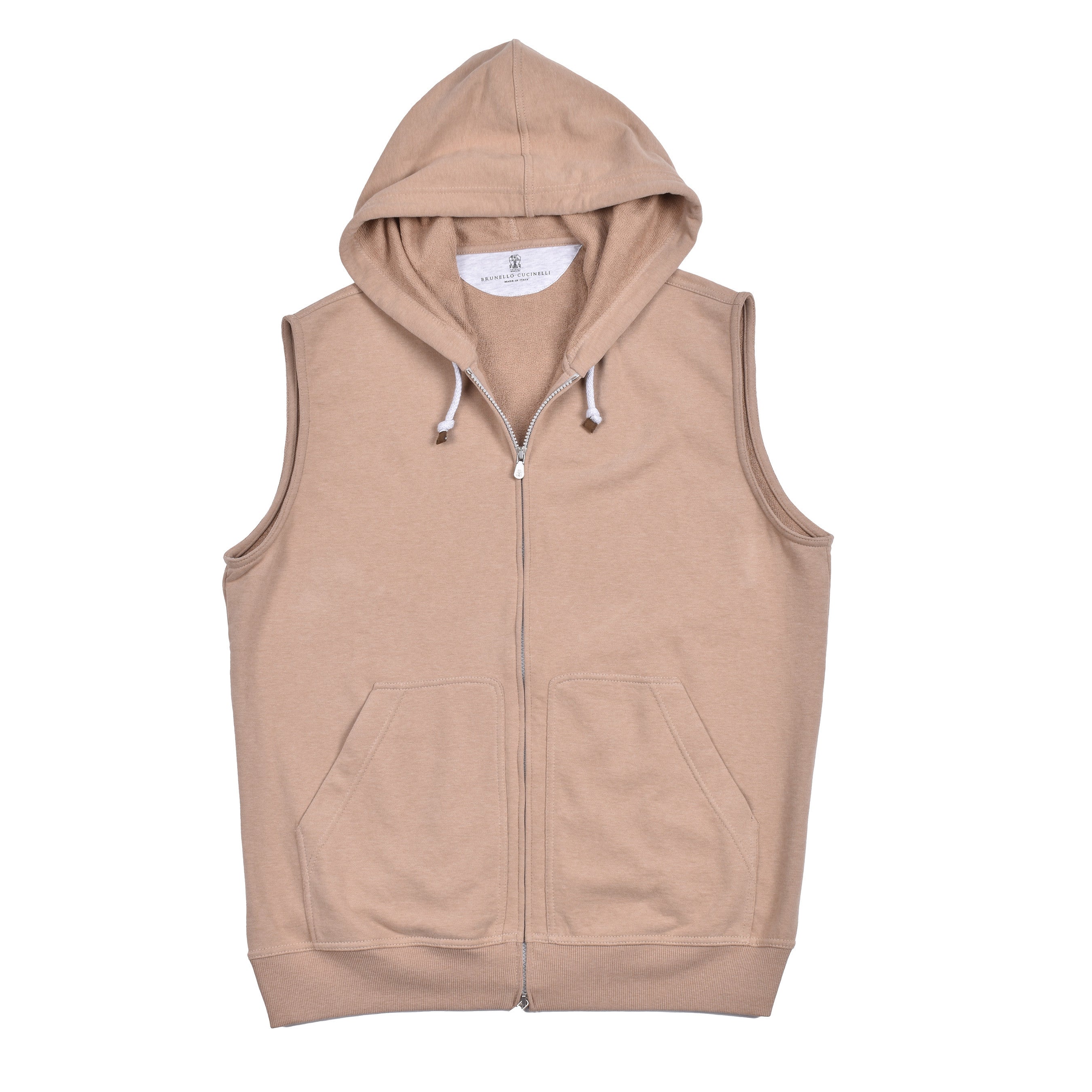 BRUNELLO CUCINELLI MEN'S 100% COTTON ATHLETHIC GYM HOODIE VEST TOP NWT