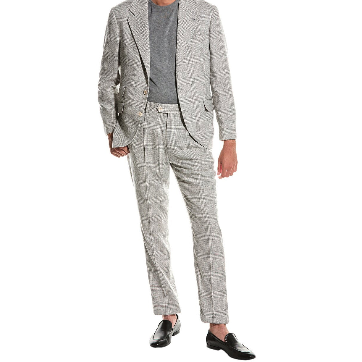 BRUNELLO CUCINELLI MEN'S PEARL PLAID TAILORED SUIT