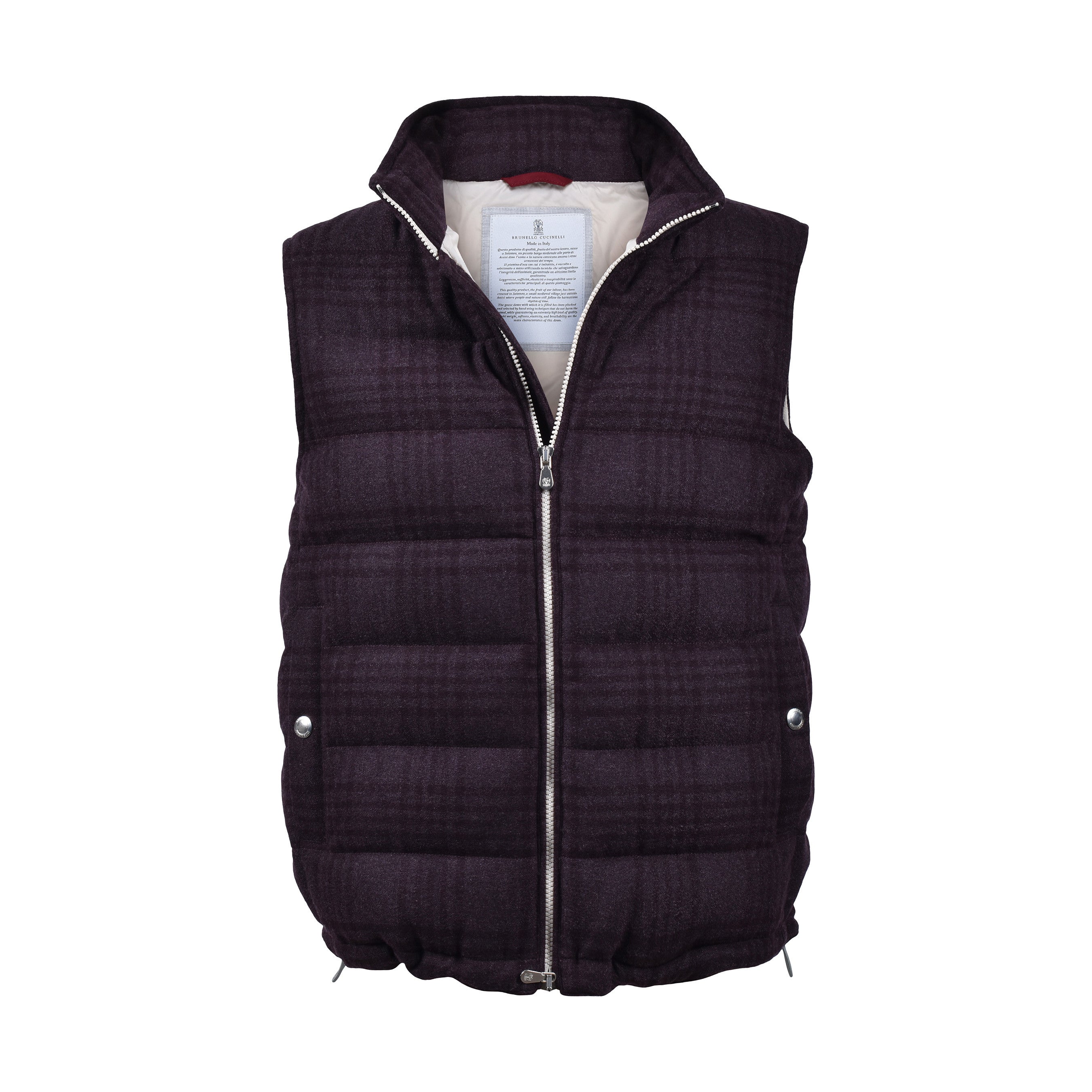 BRUNELLO CUCINELLI MEN'S CASHMERE BLEND QUILTED PUFFER BIKER VEST