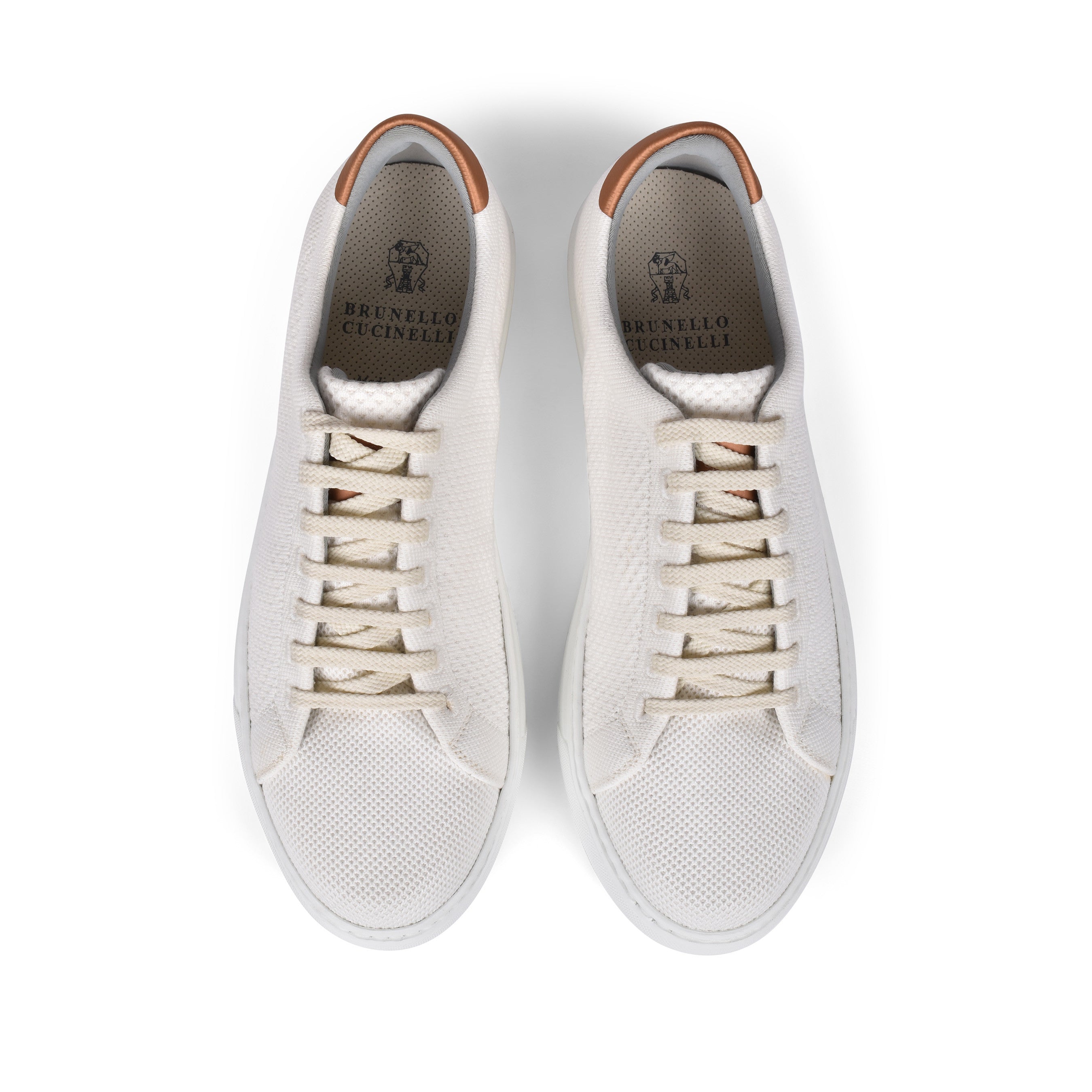 BRUNELLO CUCINELLI MEN'S WHITE LOW TOP CASUAL KNIT FASHION SNEAKERS SHOES NEW