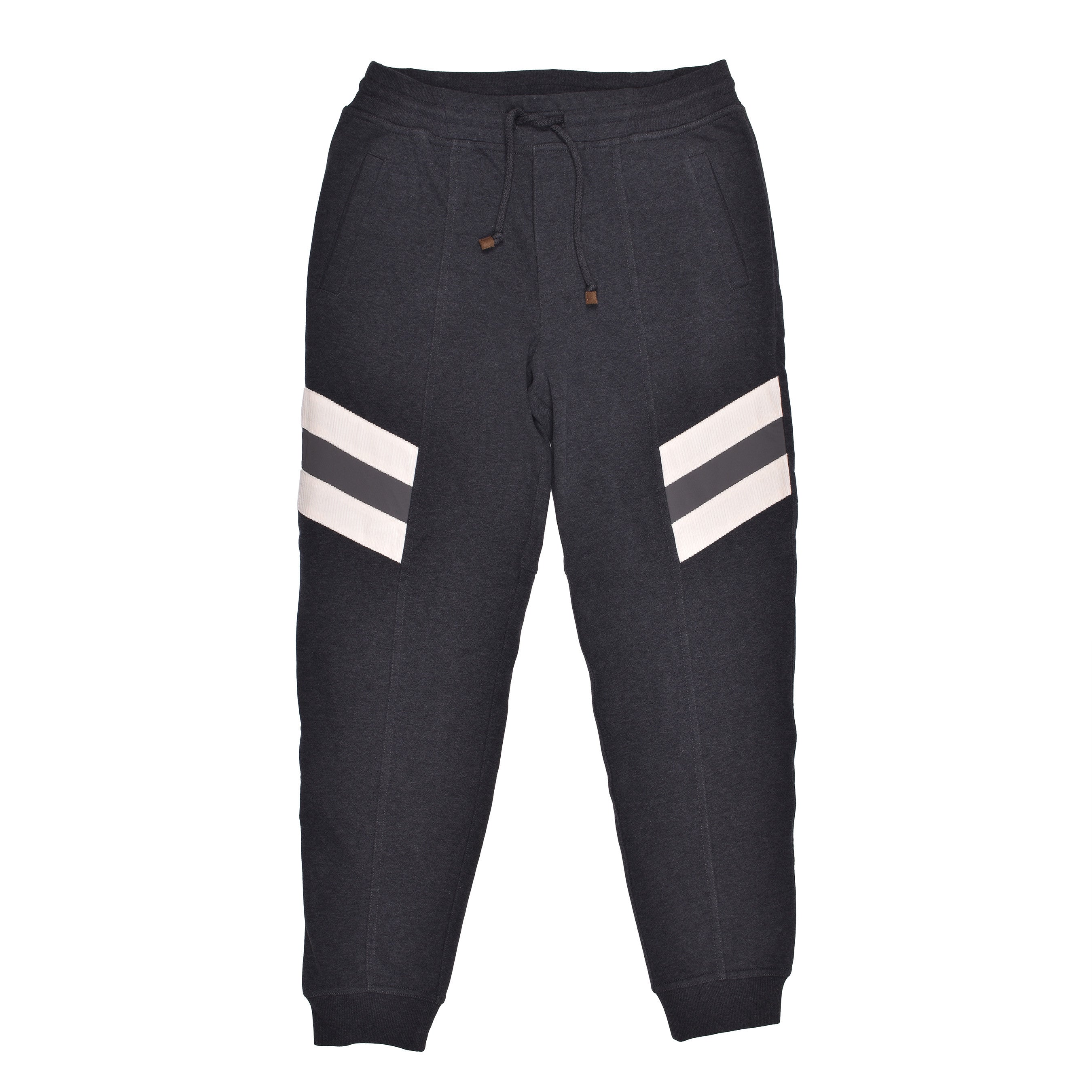 BRUNELLO CUCINELLI MEN'S TWO TONE BRUSHED COTTON ATHLETHIC FASHION SWEATPANTS