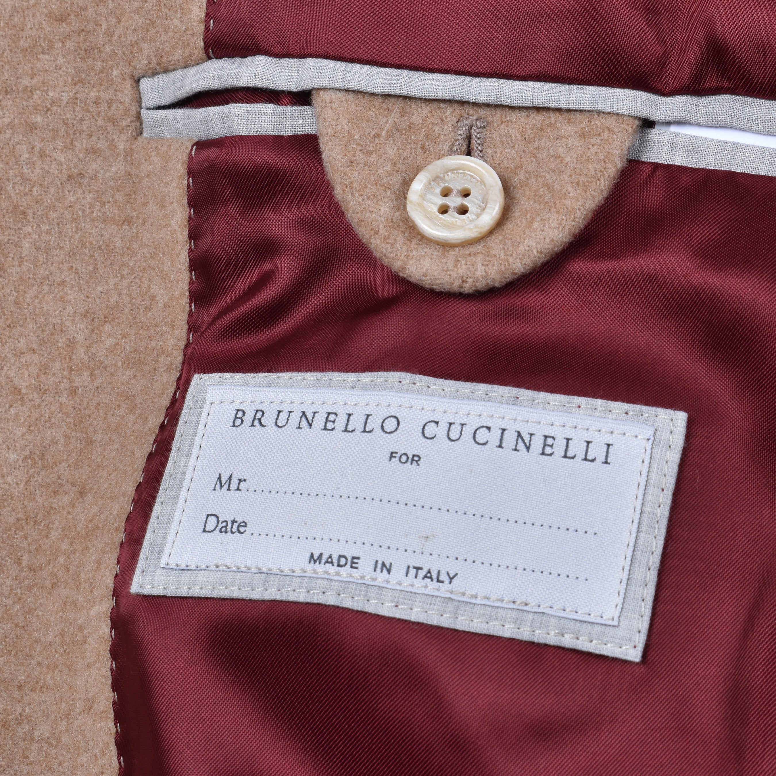 BRUNELLO CUCINELLI MEN'S LIGHT CAMEL CASHMERE BLEND LONG COAT