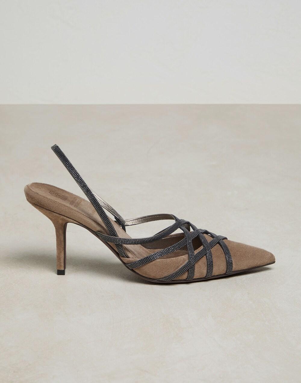 BRUNELLO CUCINELLI WOMEN'S BROWN SUEDE STRAPPY HEELS