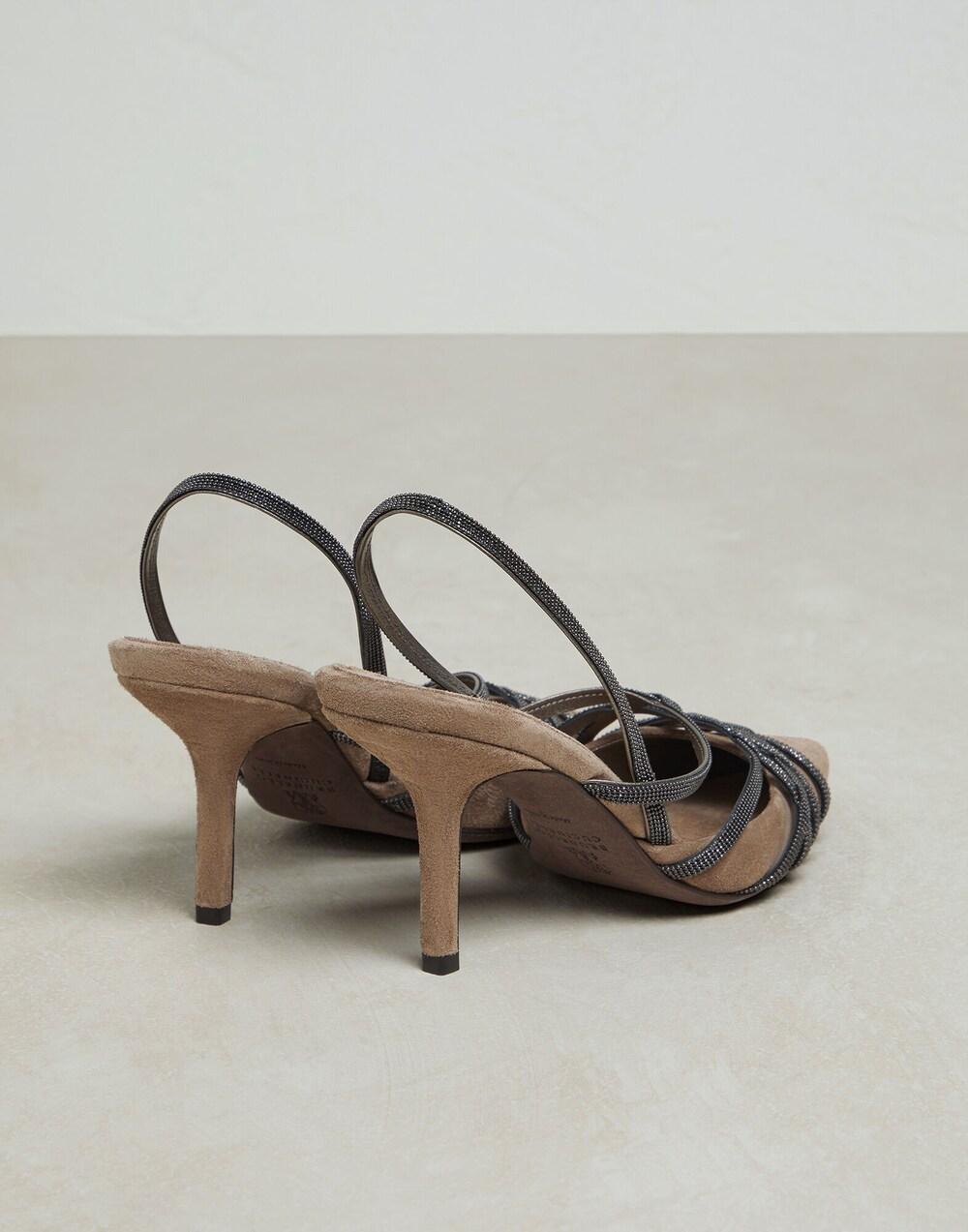 BRUNELLO CUCINELLI WOMEN'S BROWN SUEDE STRAPPY HEELS