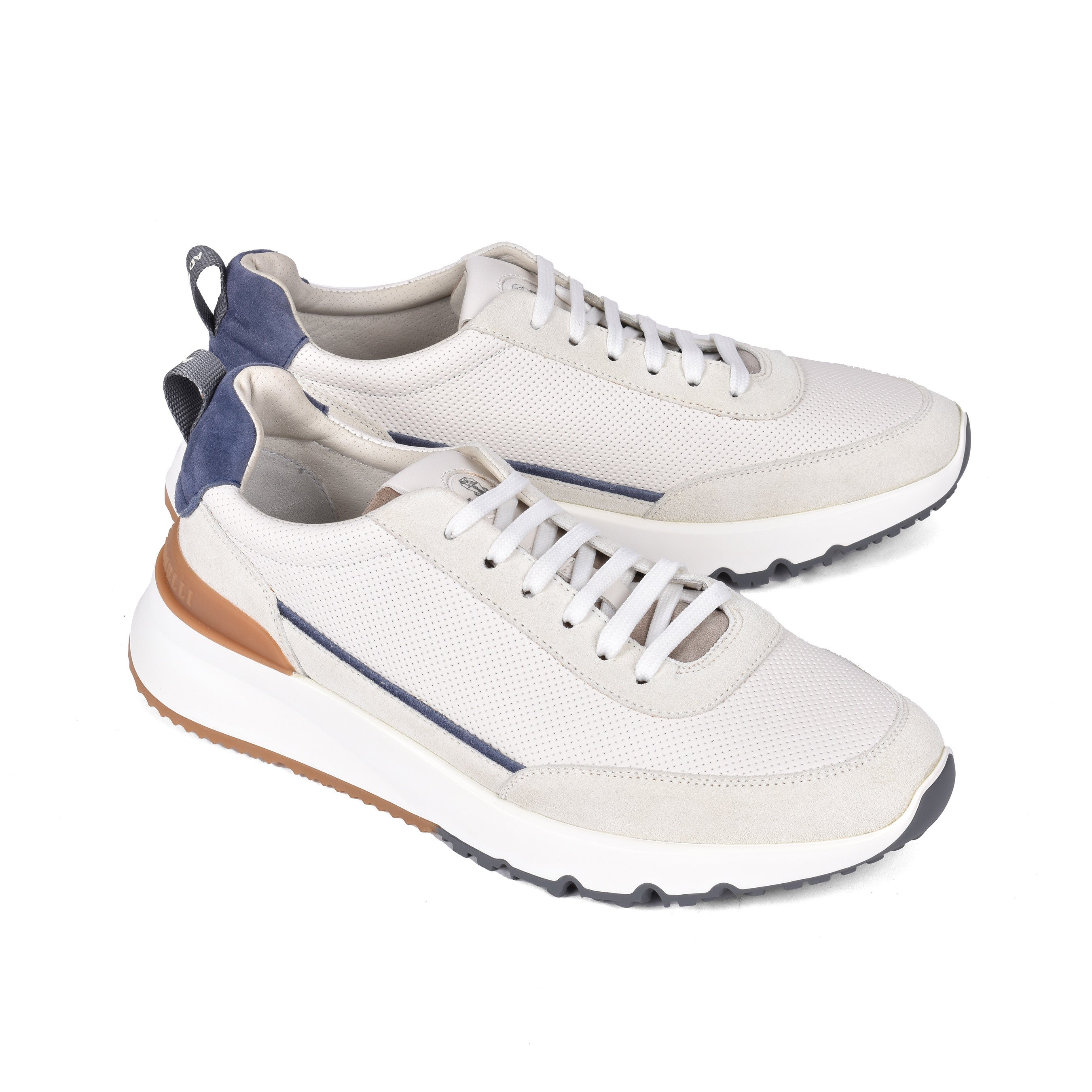 BRUNELLO CUCINELLI MEN'S 100% LEATHER TWO TONE FASHION RUNNER SNEAKERS SHOE NEW