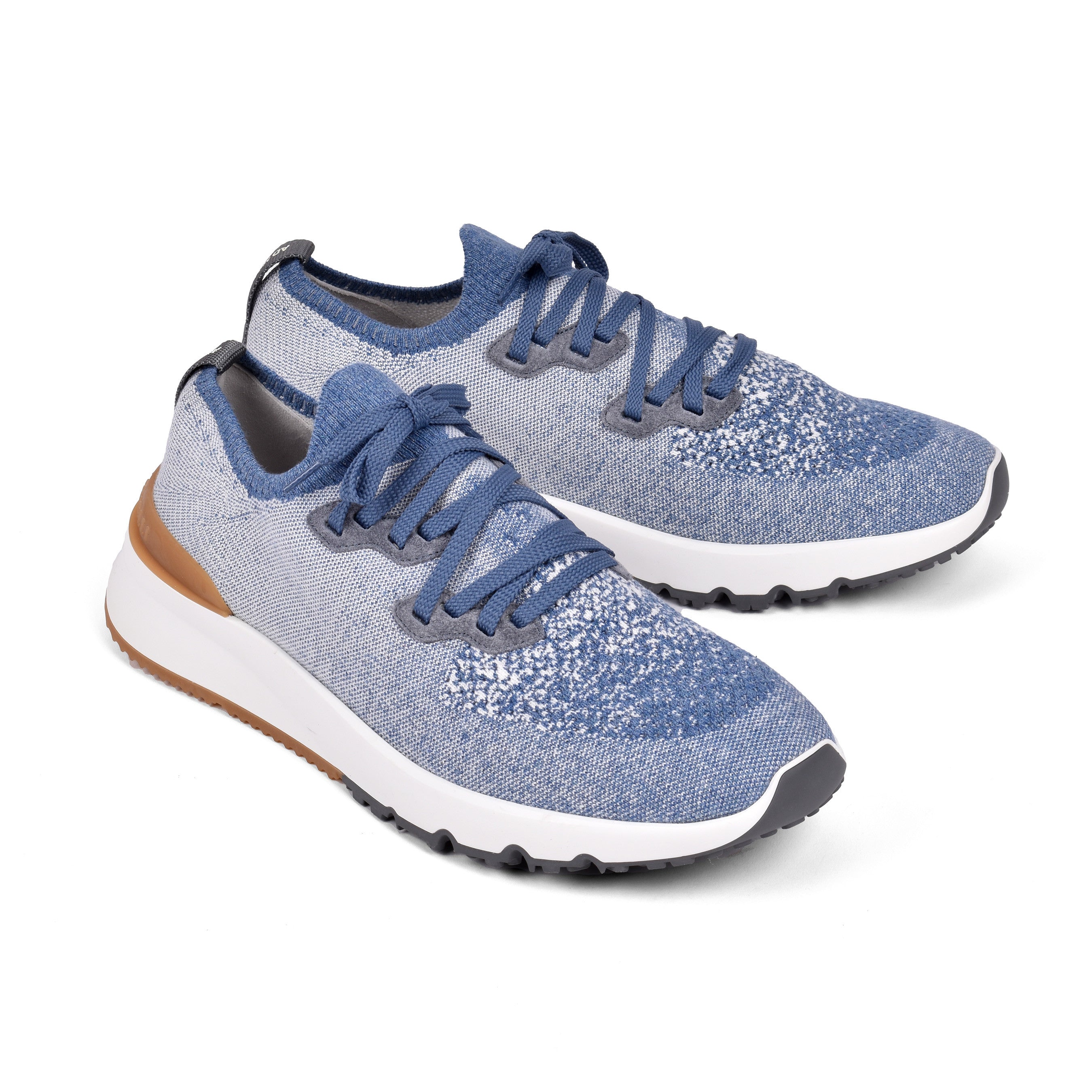 BRUNELLO CUCINELLI MEN'S BLUE KNIT LIGHTWEIGHT SNEAKERS