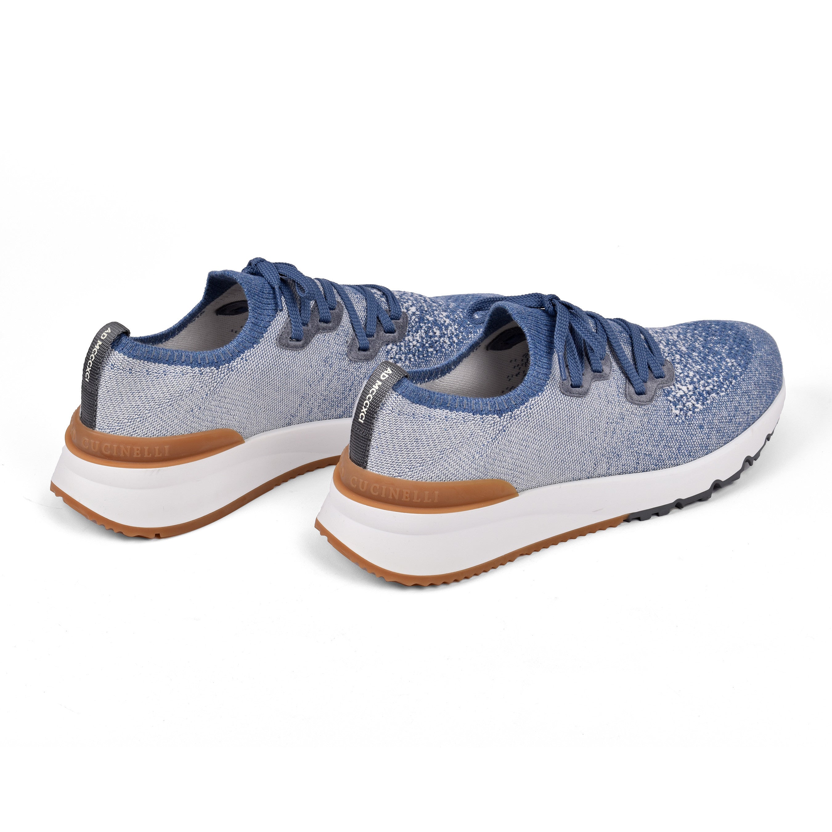 BRUNELLO CUCINELLI MEN'S BLUE KNIT LIGHTWEIGHT SNEAKERS