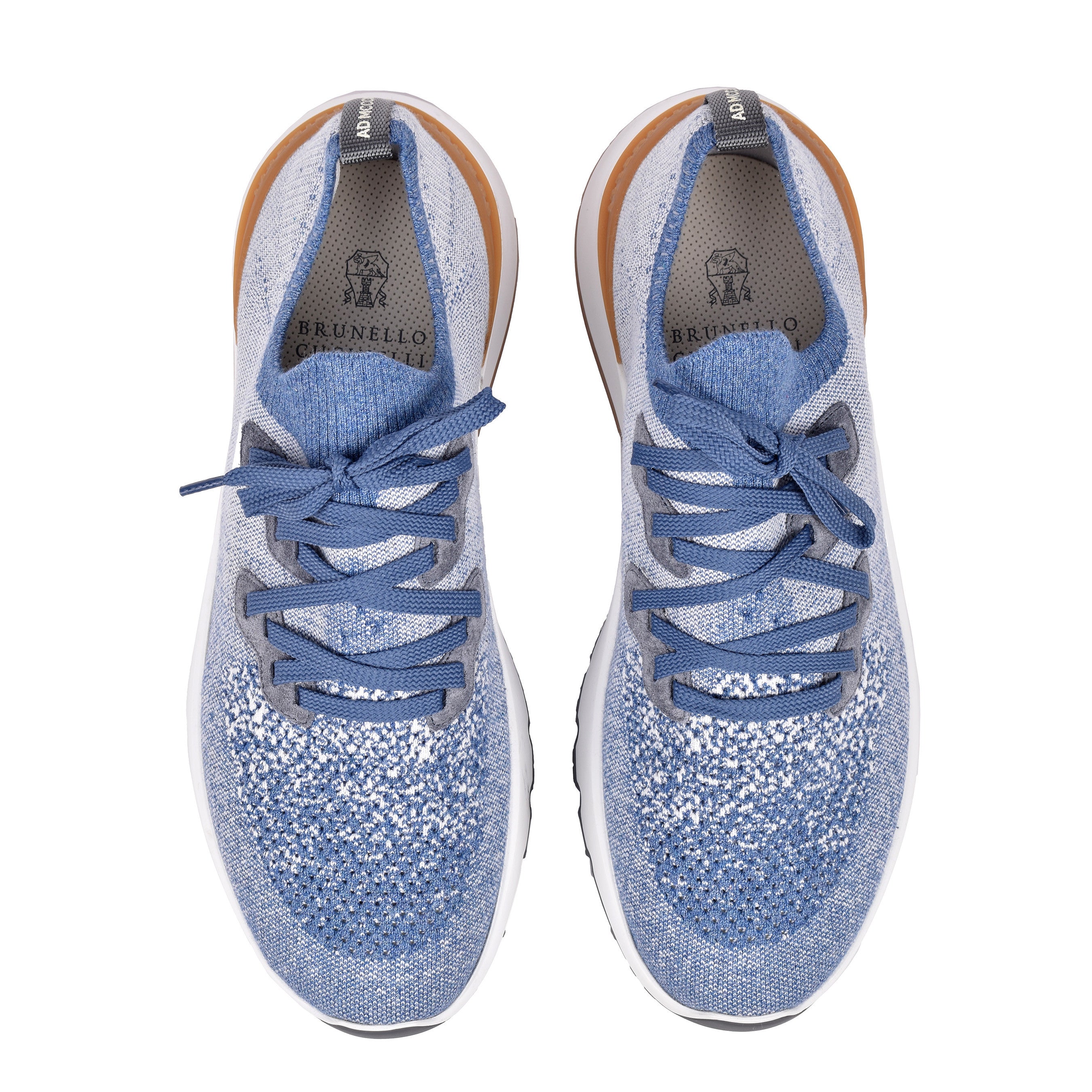 BRUNELLO CUCINELLI MEN'S BLUE KNIT LIGHTWEIGHT SNEAKERS