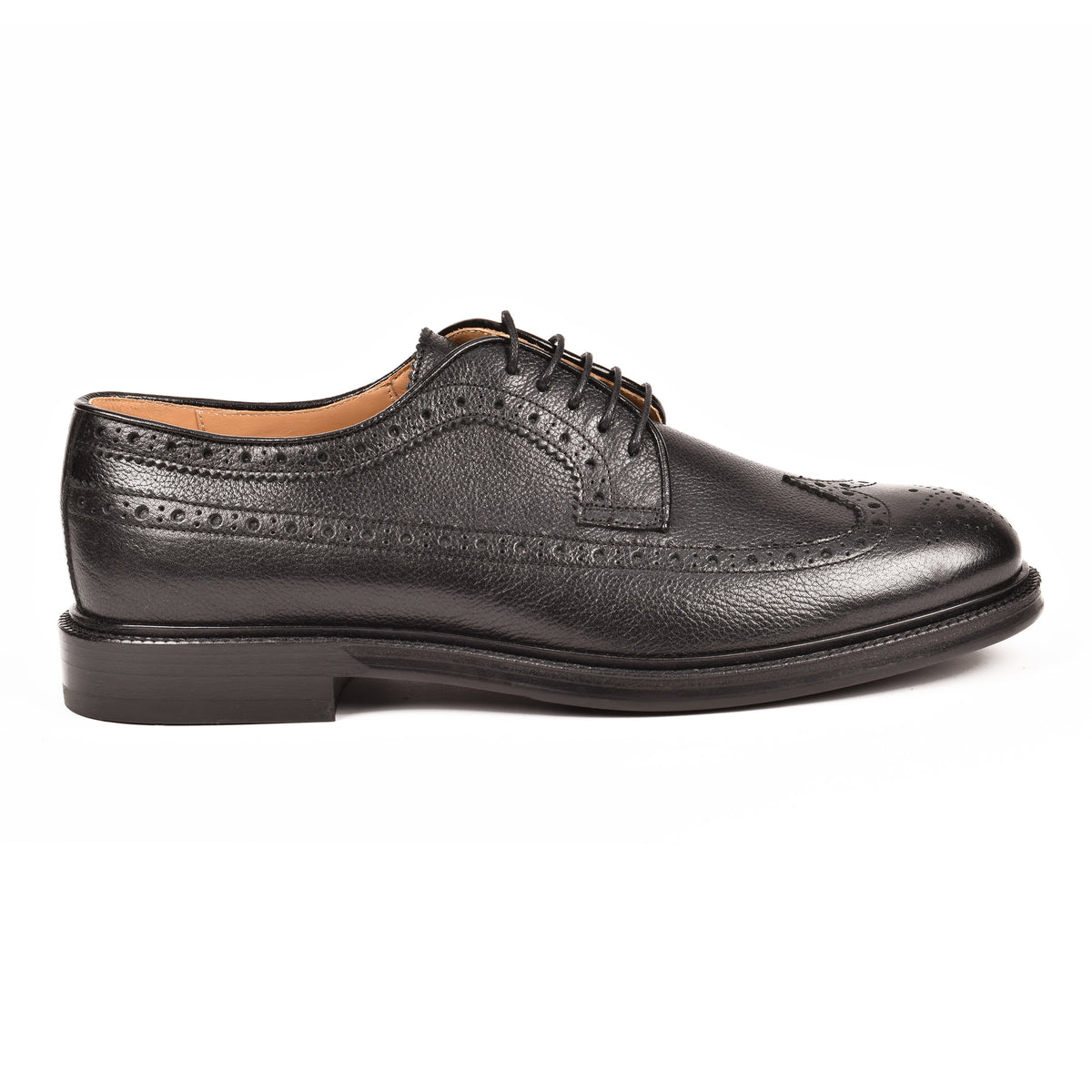 BRUNELLO CUCINELLI MEN'S BLACK LEATHER BROGUE SHOES