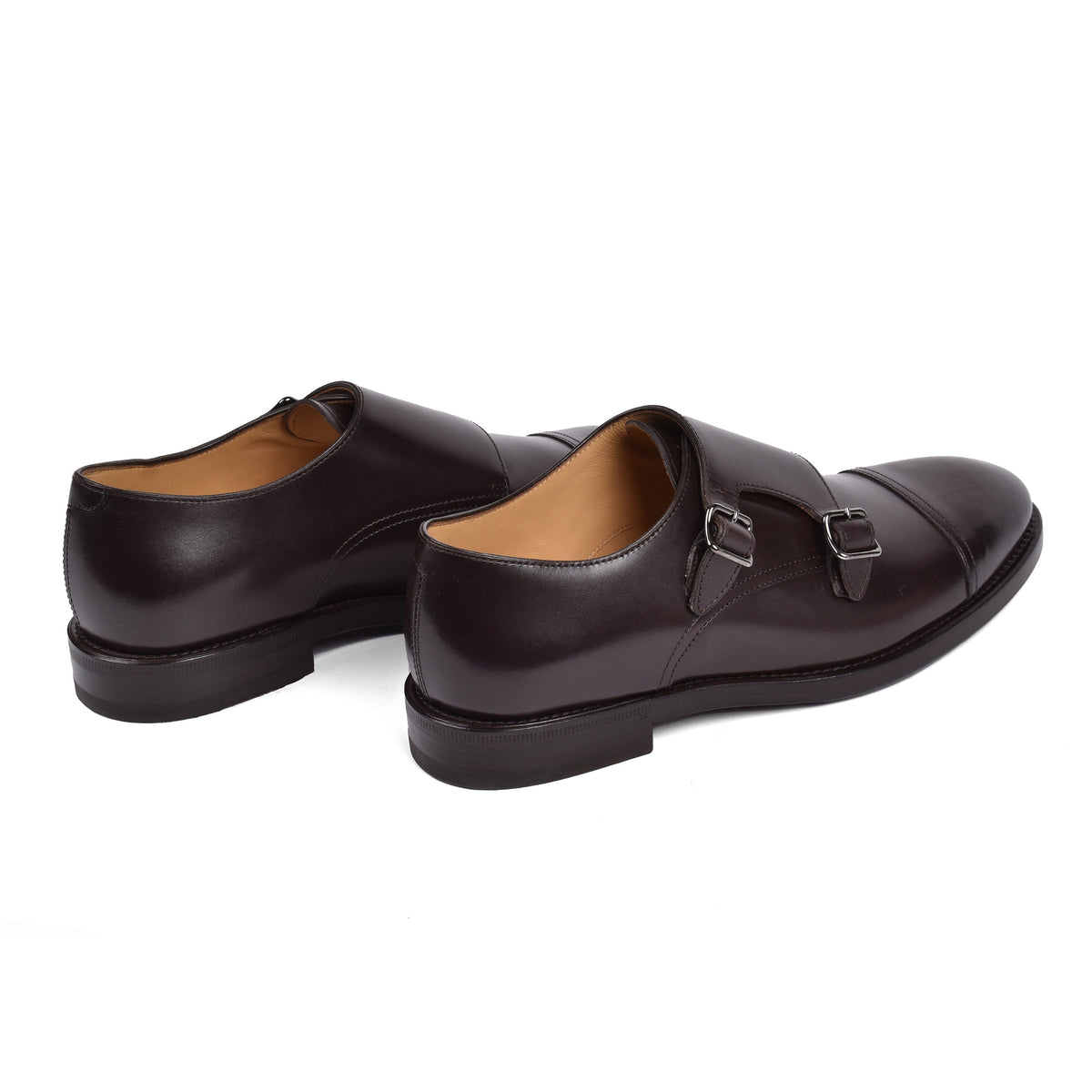 BRUNELLO CUCINELLI MEN'S DARK BROWN LEATHER MONK SHOES