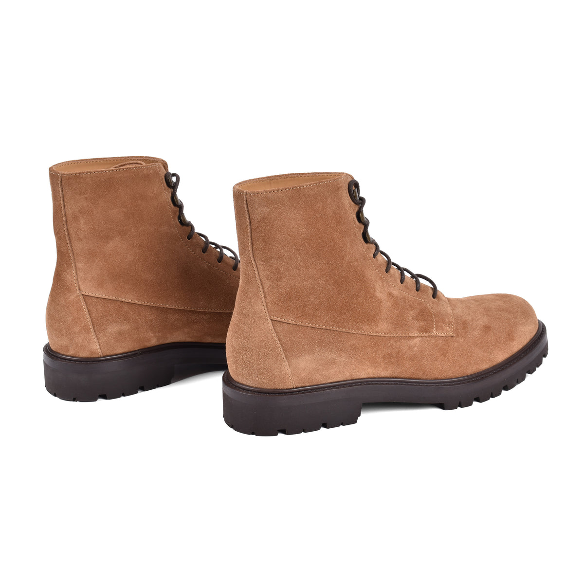 BRUNELLO CUCINELLI MEN'S BEIGE SUEDE LACE UP BOOTS