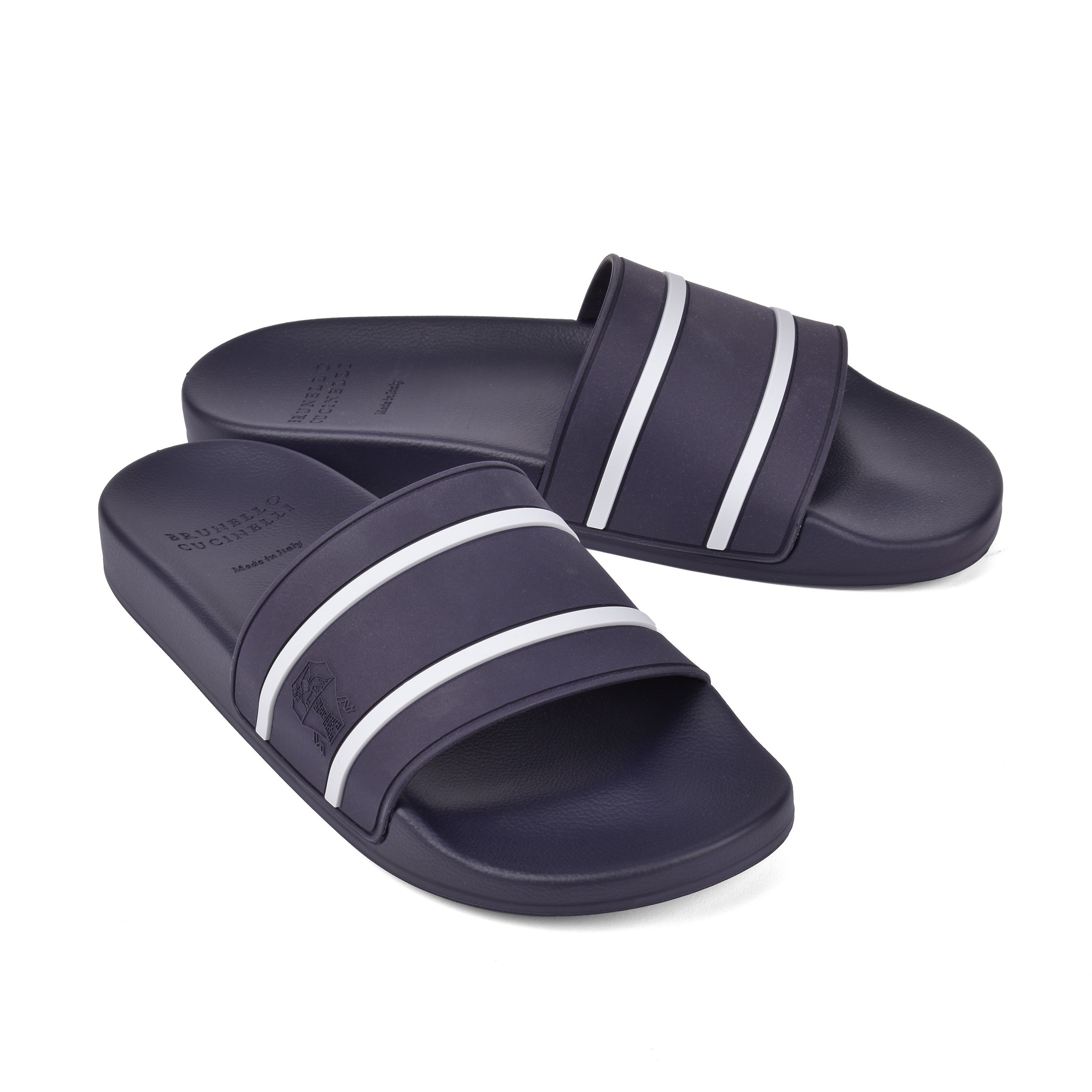 BRUNELLO CUCINELLI MEN'S TWO TONE LOGO SANDAL/SLIDES