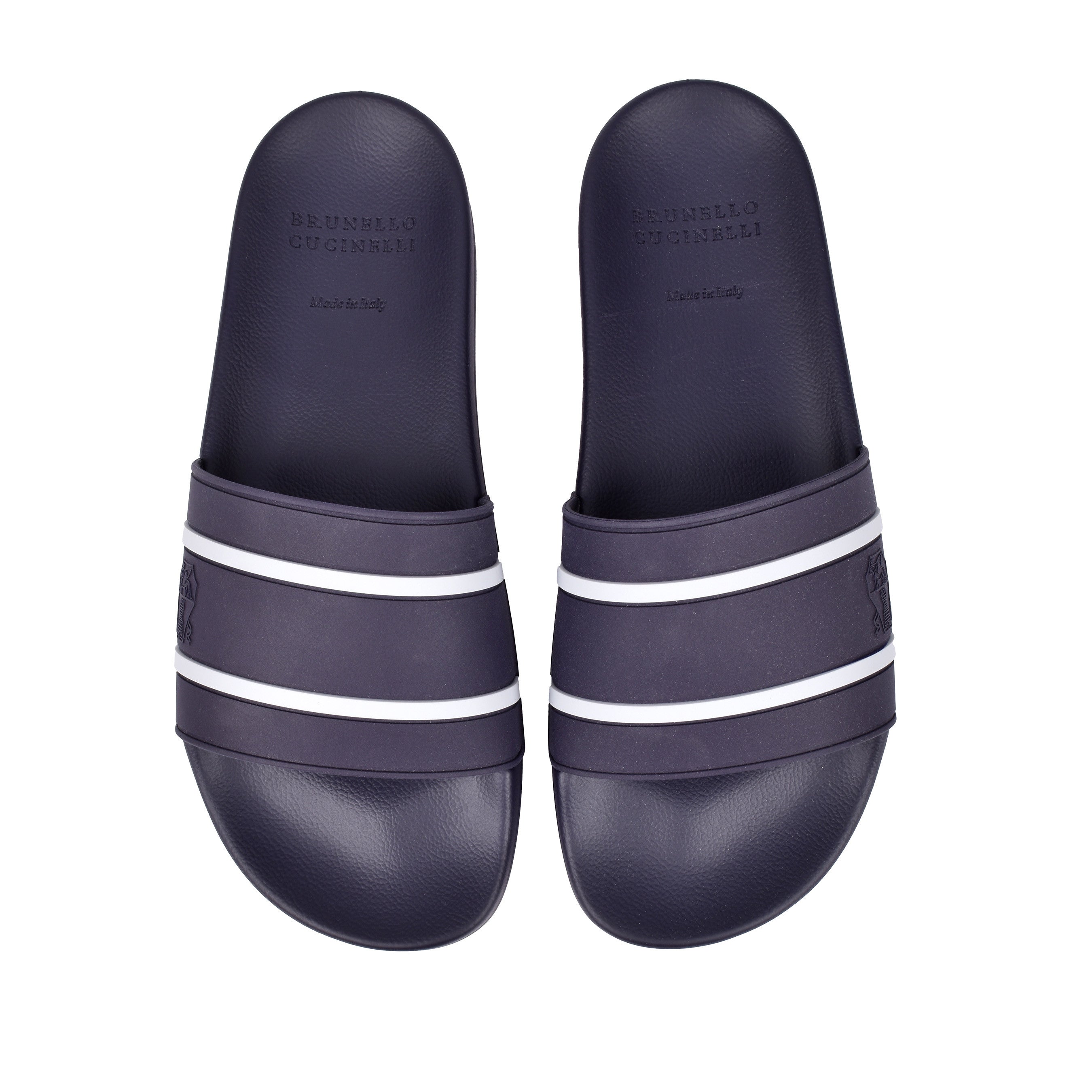 BRUNELLO CUCINELLI MEN'S TWO TONE LOGO SANDAL/SLIDES