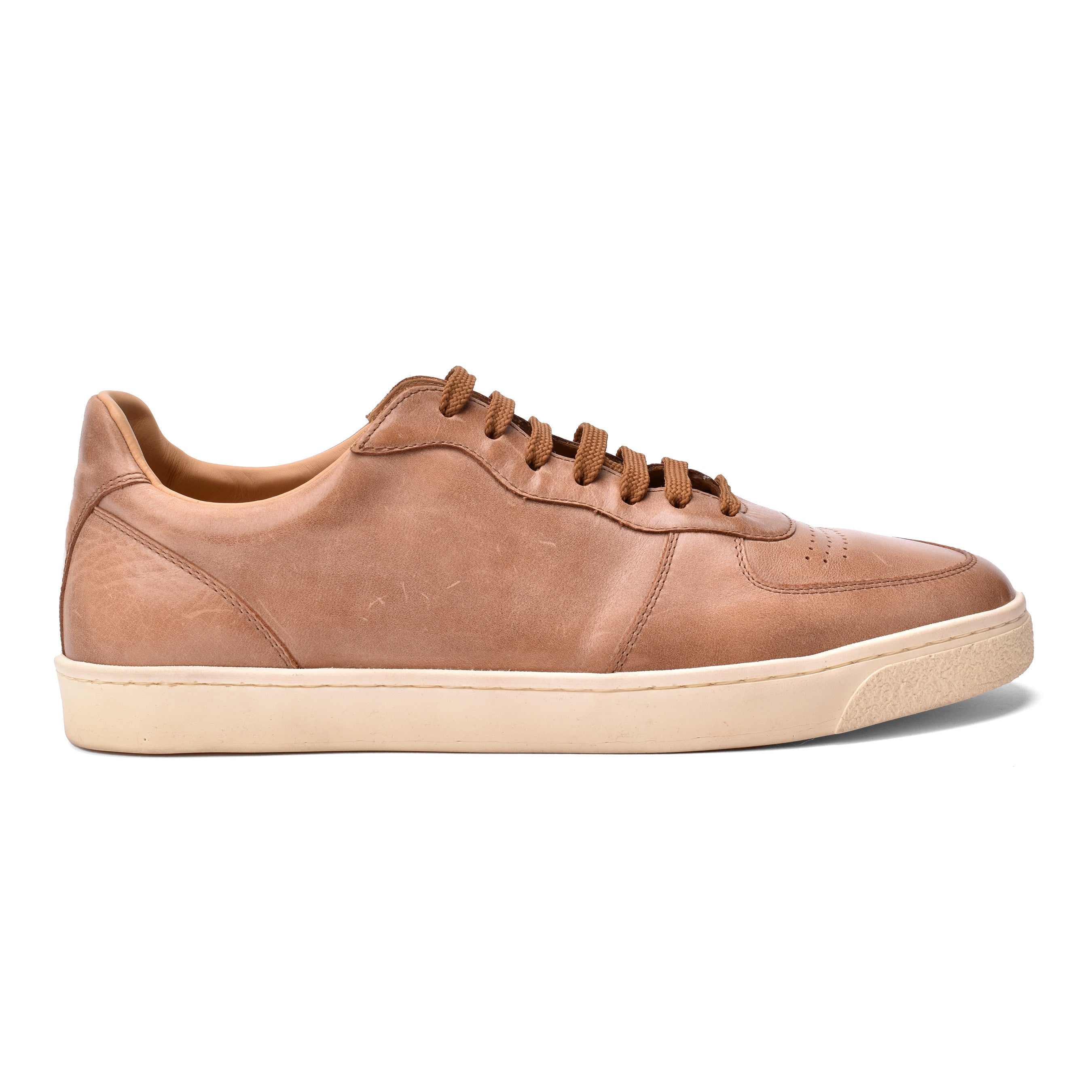 BRUNELLO CUCINELLI MEN'S 100% LEATHER LIGHT BROWN FASHION SNEAKER SHOES
