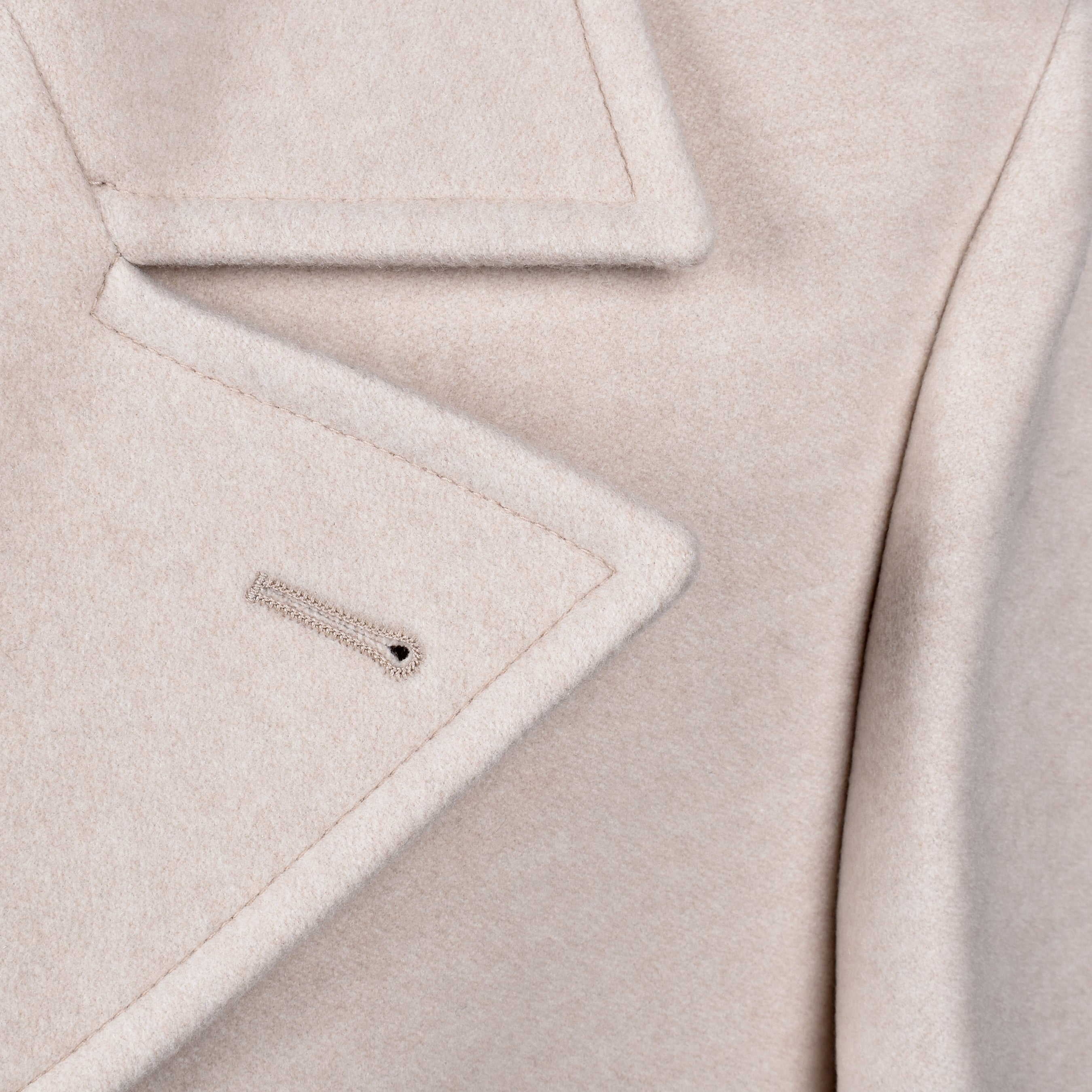 BRUNELLO CUCINELLI MEN'S SAND CASHMERE DOUBLE-BREASTED LONG COAT