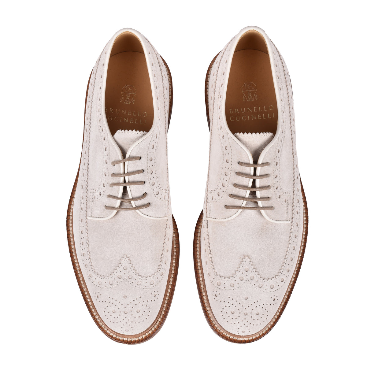 BRUNELLO CUCINELLI MEN'S 100% SUEDE OXFORD STYLE WING TIP SHOES NWT