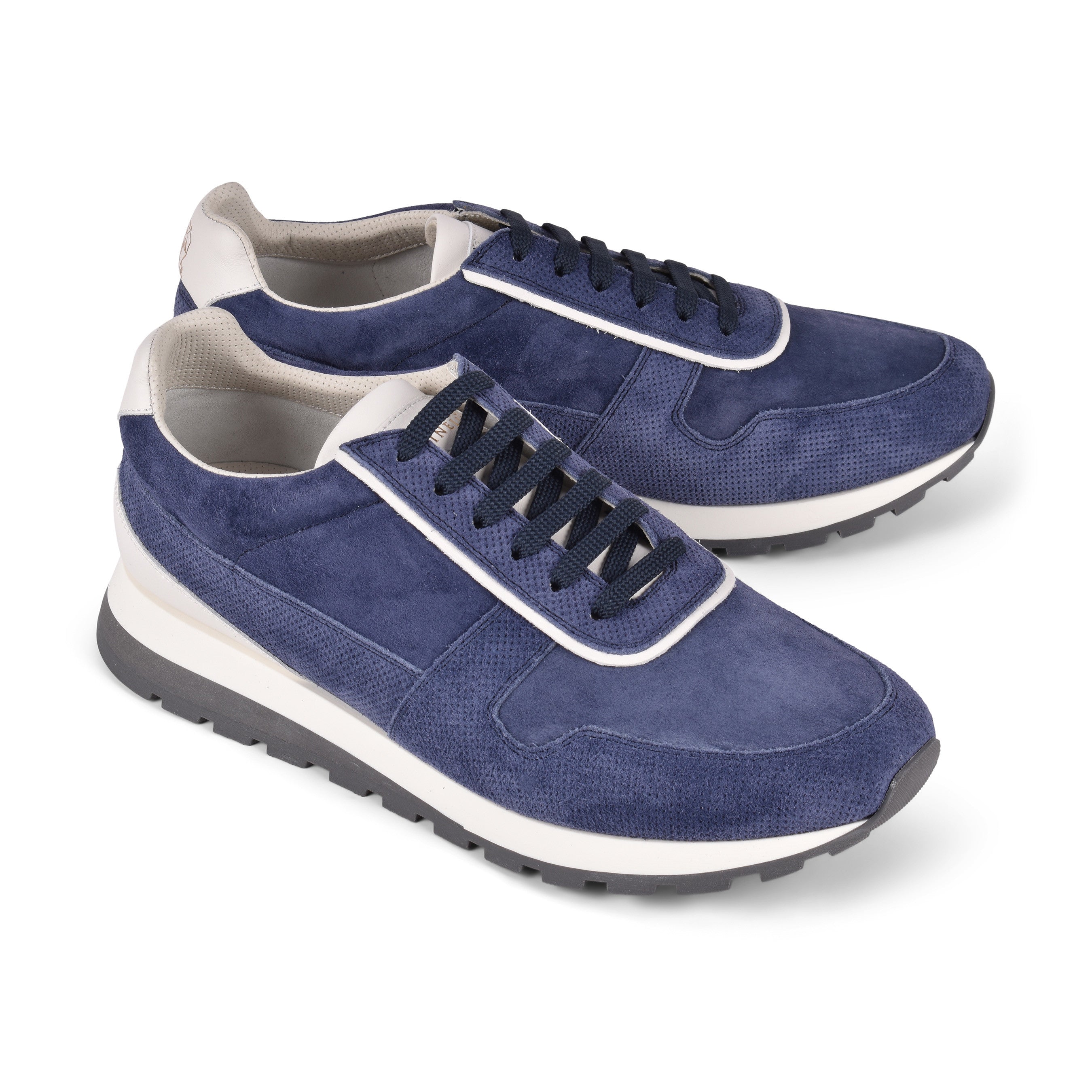 BRUNELLO CUCINELLI MEN'S 100% LEATHER NAVY FASHION RUNNER SNEAKERS SHOE