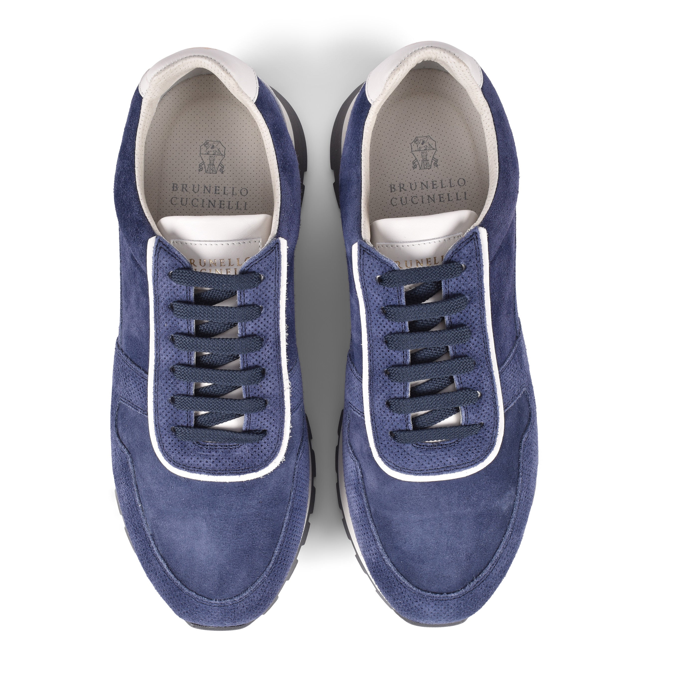 BRUNELLO CUCINELLI MEN'S 100% LEATHER NAVY FASHION RUNNER SNEAKERS SHOE