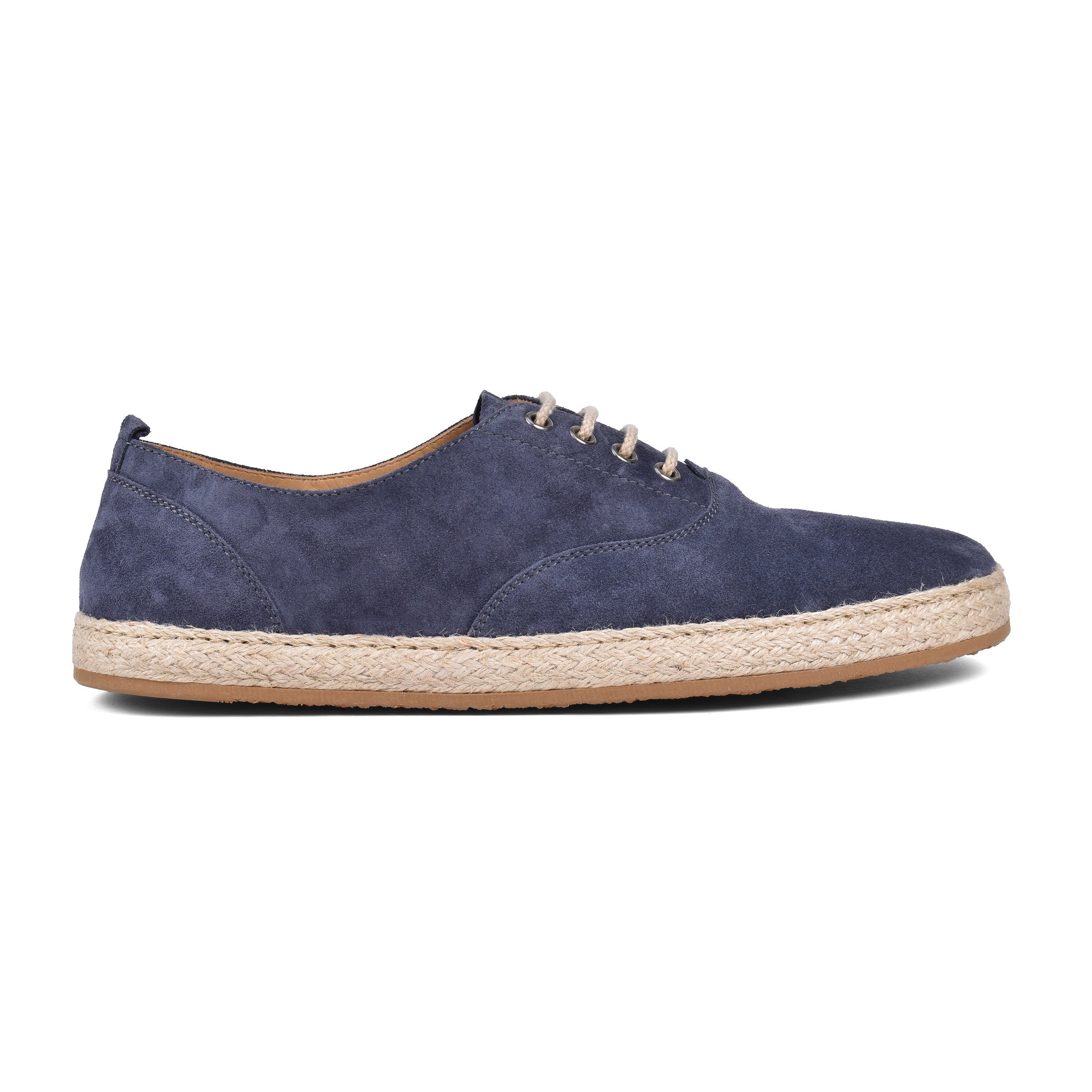 BRUNELLO CUCINELLI MEN'S DENIM BLUE SUEDE LACE UP ESPADRILLE SHOE