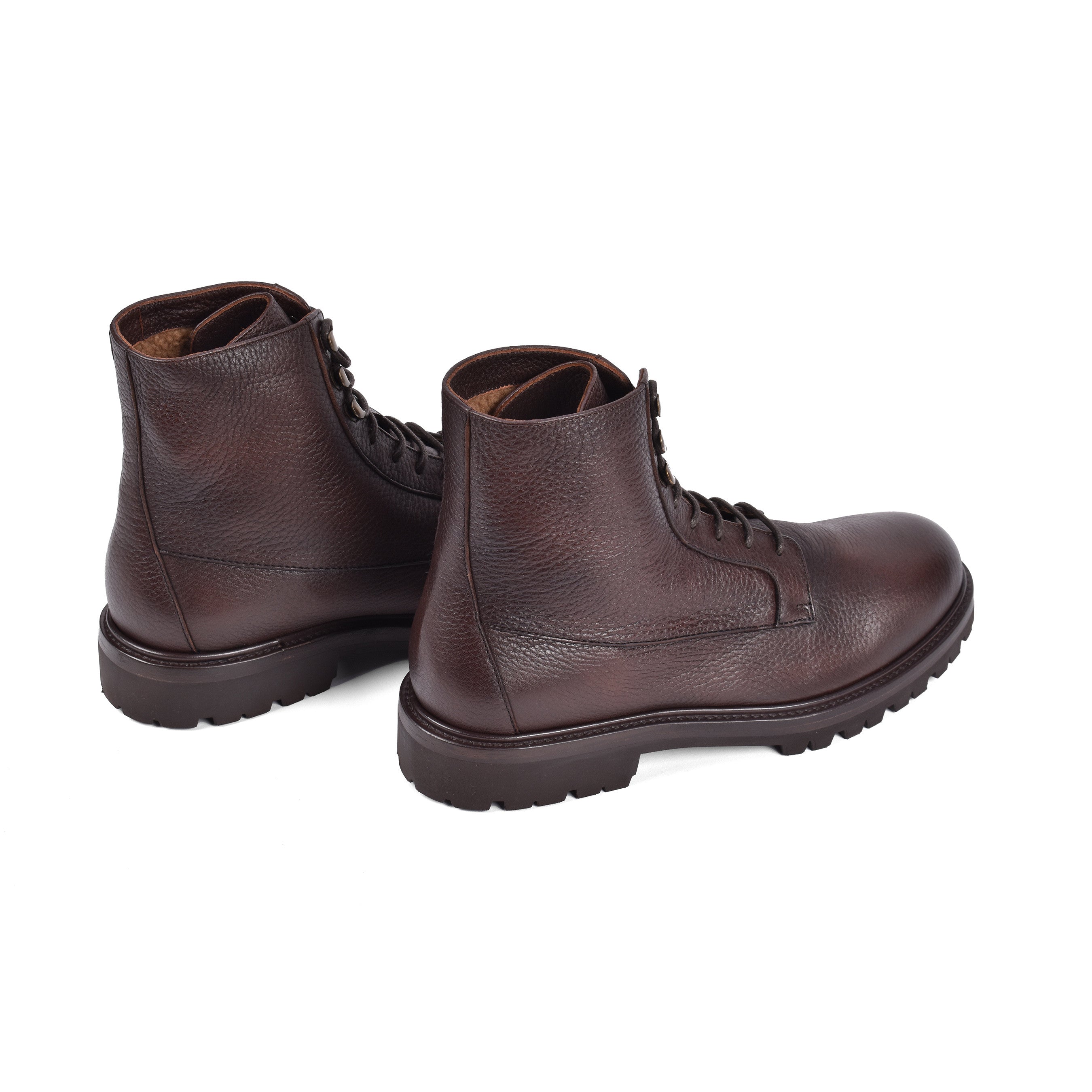 BRUNELLO CUCINELLI MEN'S SHEARLING LINED 100% LEATHER LACE UP HIKING BOOTS NEW