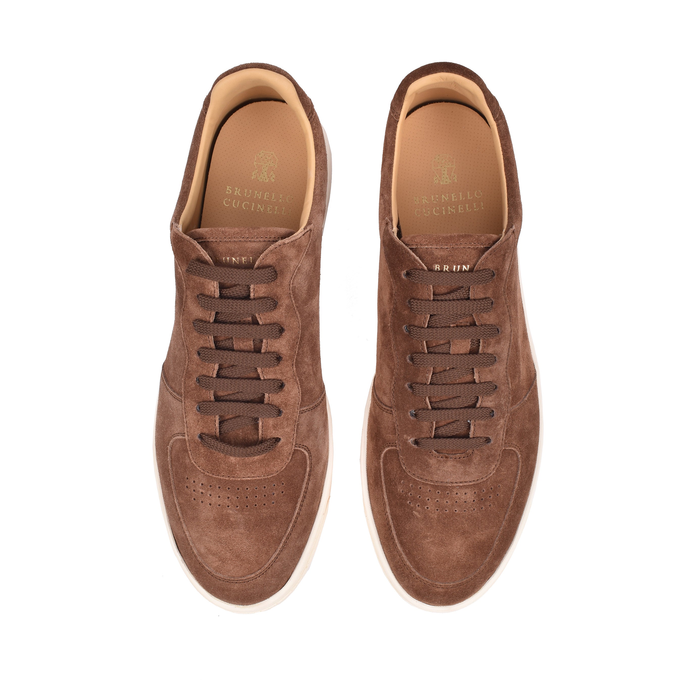 BRUNELLO CUCINELLI MEN'S 100% SUEDE BROWN CASUAL FASHION SNEAKER SHOES NEW