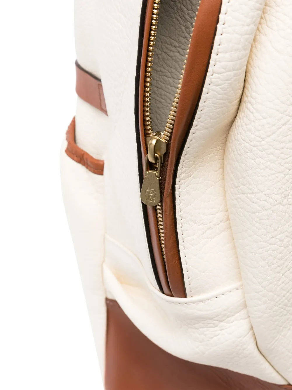 BRUNELLO CUCINELLI MEN'S OFF WHITE LEATHER BACKPACK