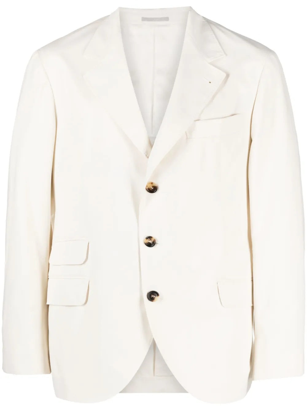BRUNELLO CUCINELLI MEN'S OFF WHITE COTTON WOOL BLEND BLAZER