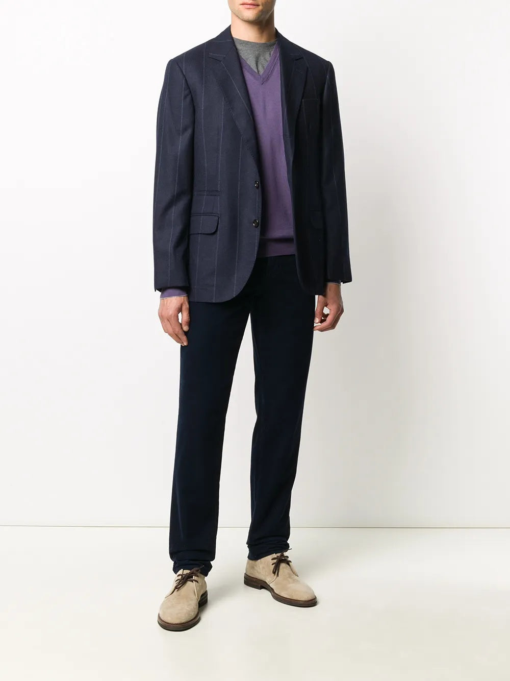 BRUNELLO CUCINELLI MEN'S NAVY STRAIGHT LEG TROUSERS