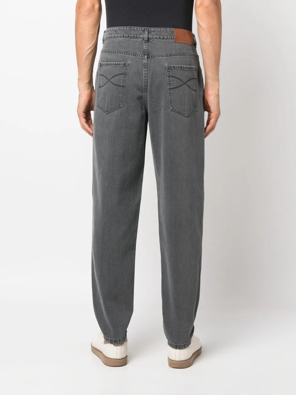 BRUNELLO CUCINELLI MEN'S CHARCOAL GRAY STRAIGHT-LEG TROUSERS