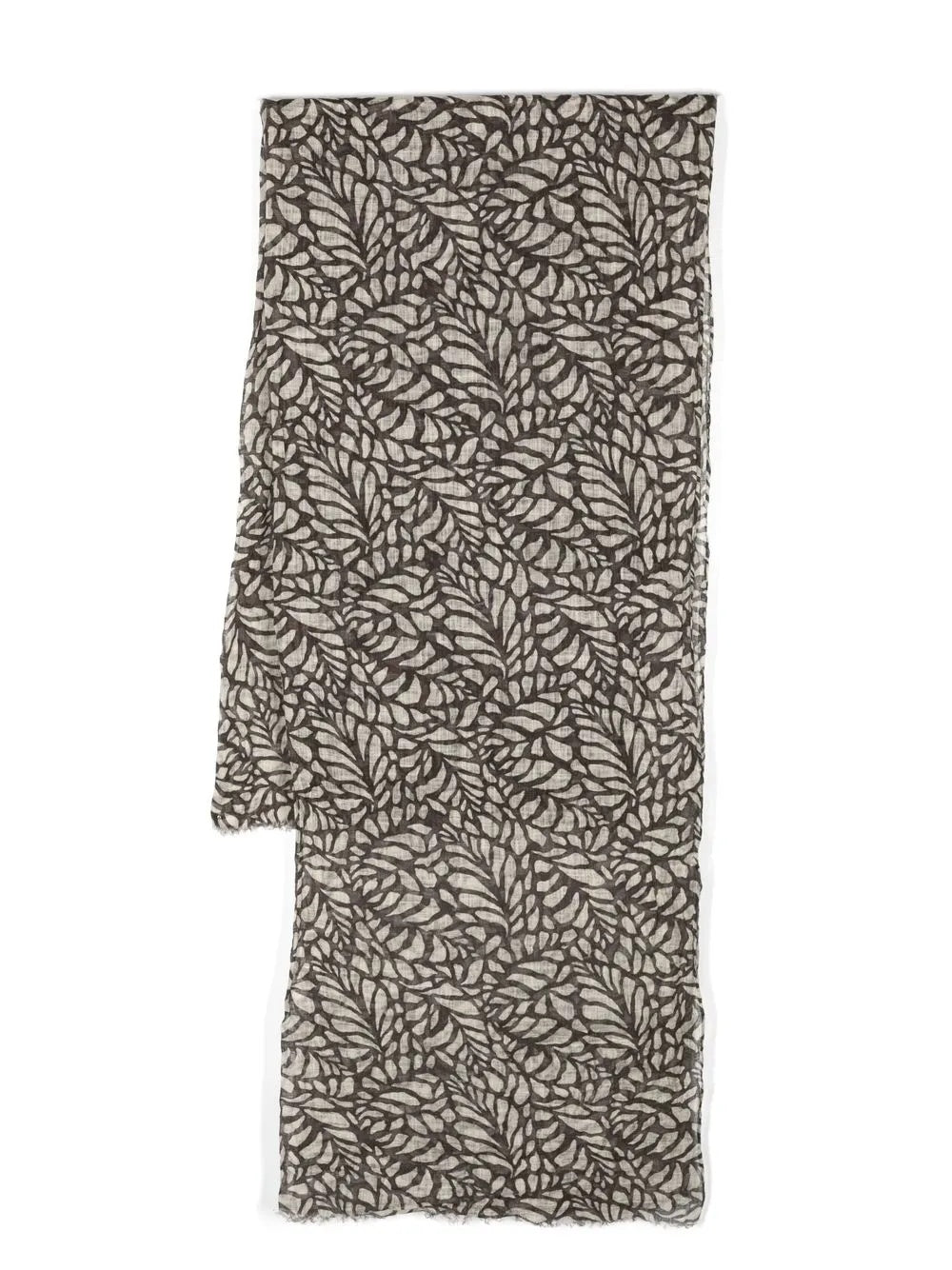 BRUNELLO CUCINELLI WOMEN'S BEIGE BROWN LEAF PATTERN SCARF