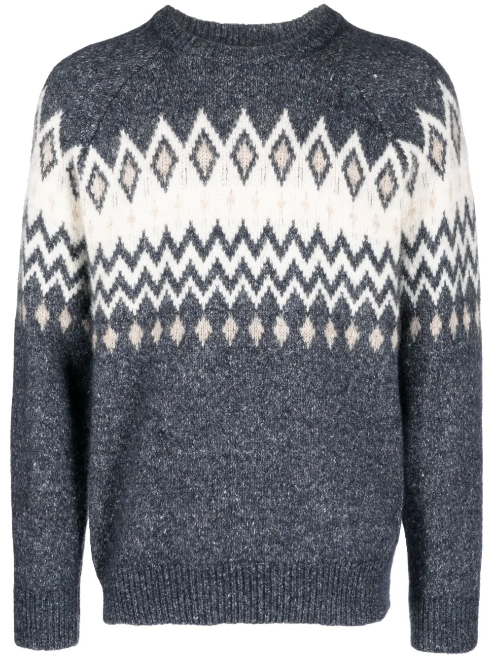BRUNELLO CUCINELLI MEN'S CHARCOAL FAIR ISLE KNIT SWEATER