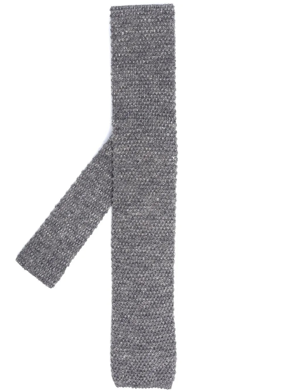 BRUNELLO CUCINELLI MEN'S GRAY KNIT COTTON LINEN TIE