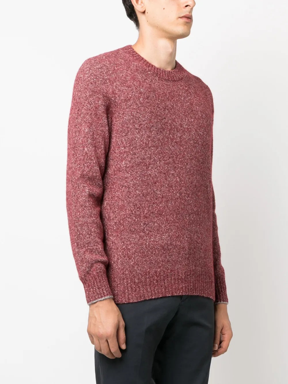 BRUNELLO CUCINELLI MEN'S RED TEXTURED KNIT SWEATER