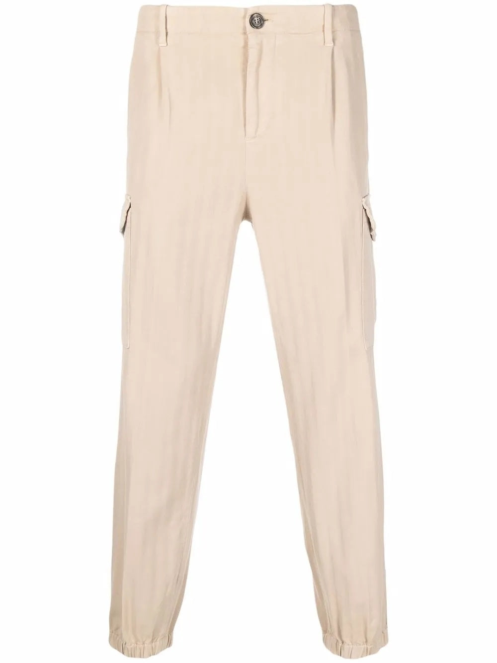 BRUNELLO CUCINELLI MEN'S BEIGE RELAXED CARGO TROUSERS